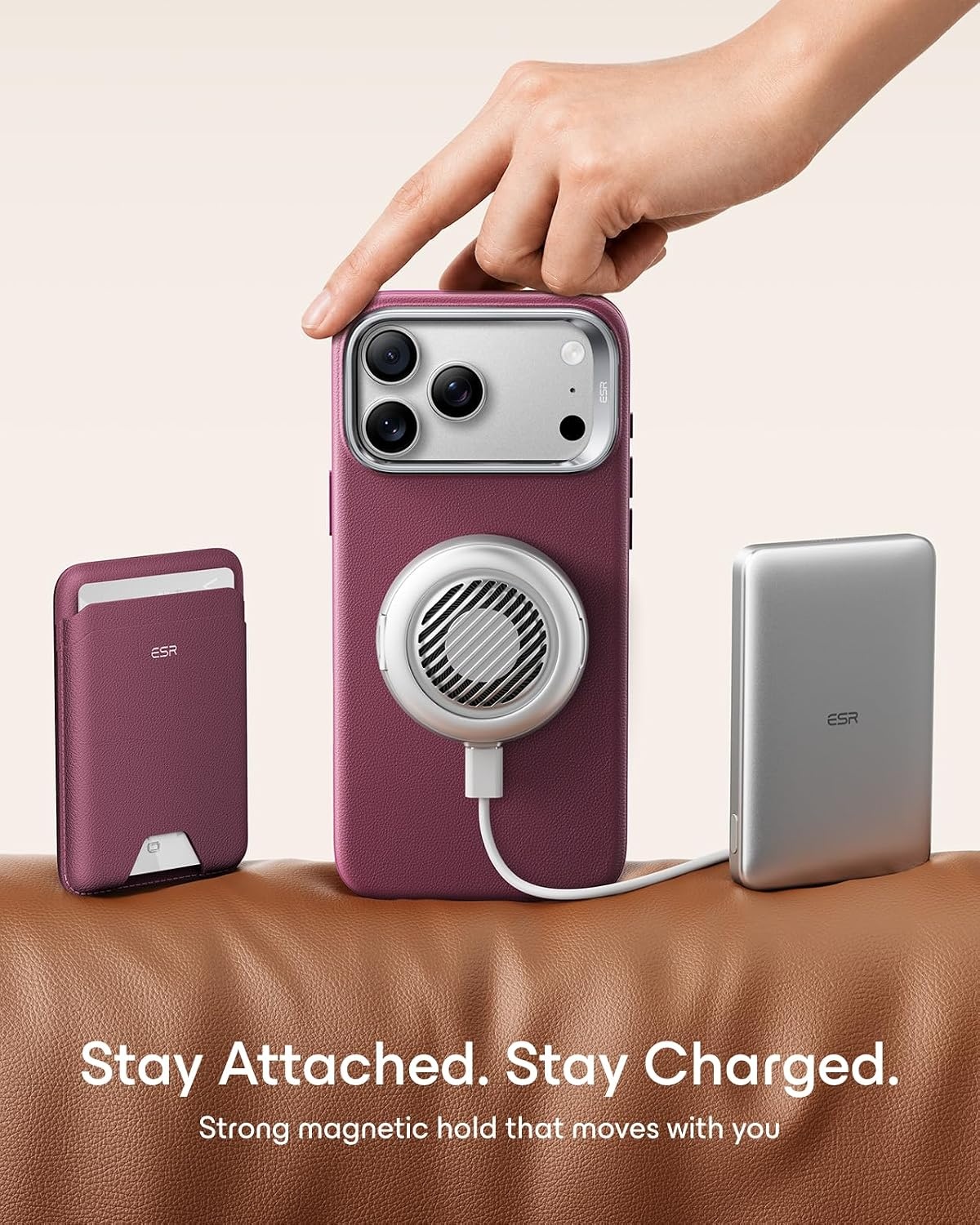 image:imageESR Atelier for iPhone 18 Pro17 Pro Case with Flex Stand BlackBurgundy