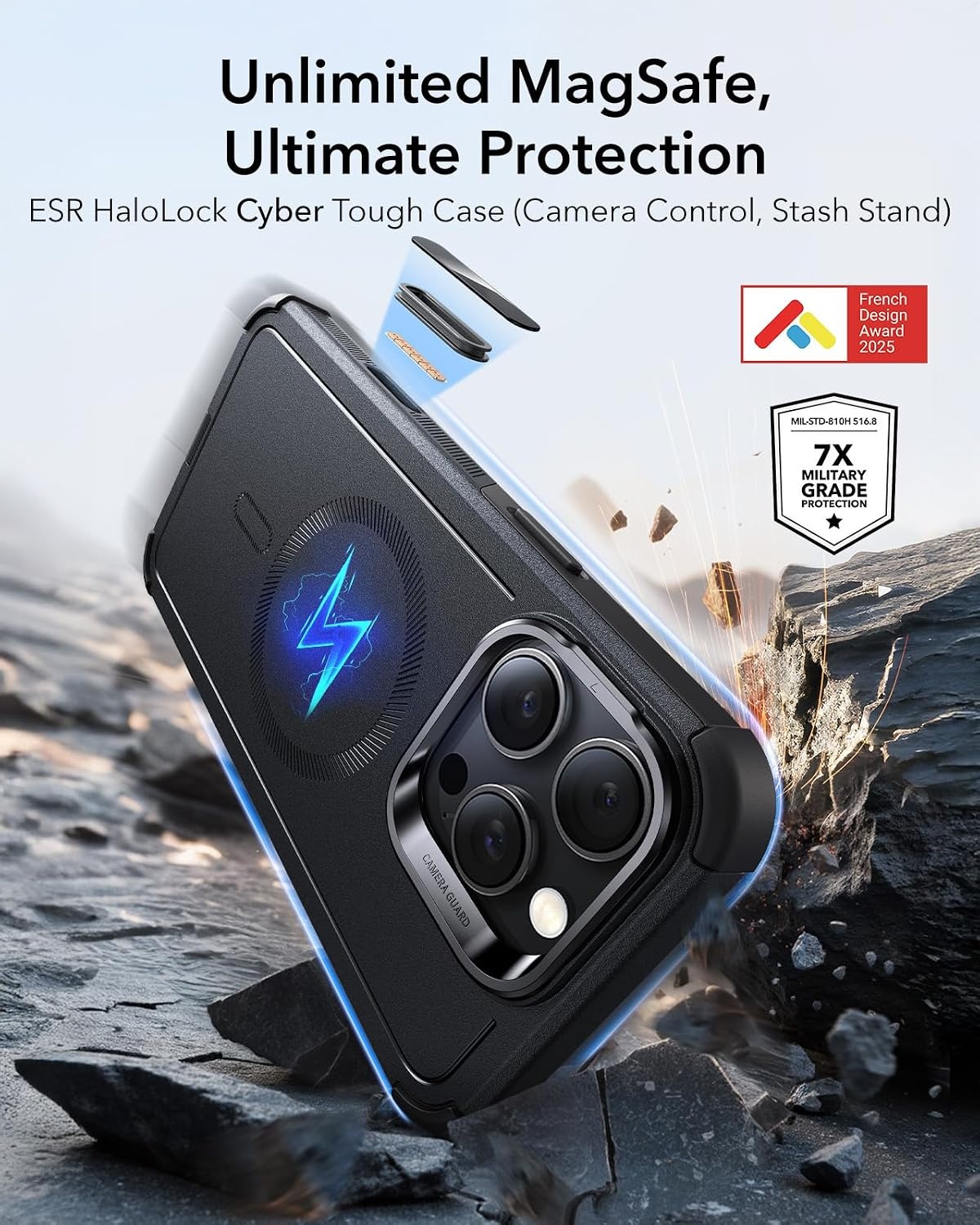 image:imageESR Cyber Tough for iPhone 18 Pro Max17 Pro Max Case with Flex StandBlack