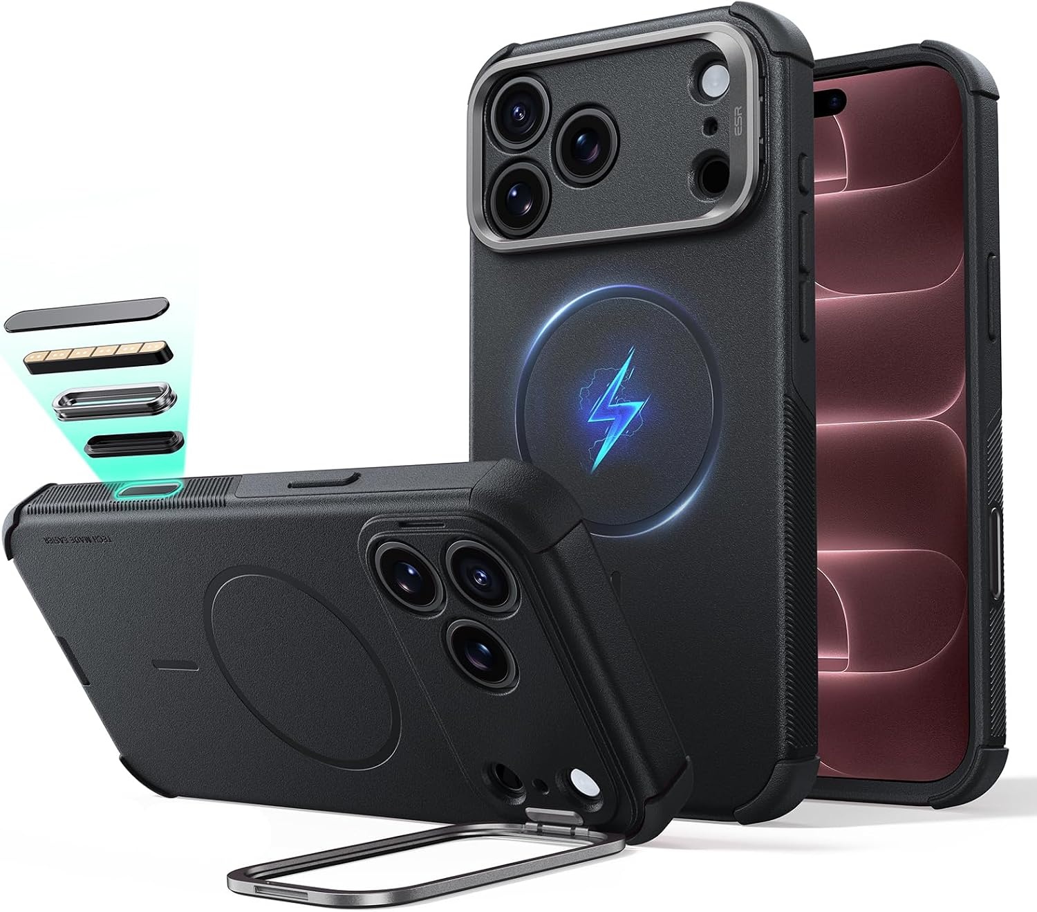 image:imageESR Cyber Tough for iPhone 18 Pro Max17 Pro Max Case with Flex StandBlack