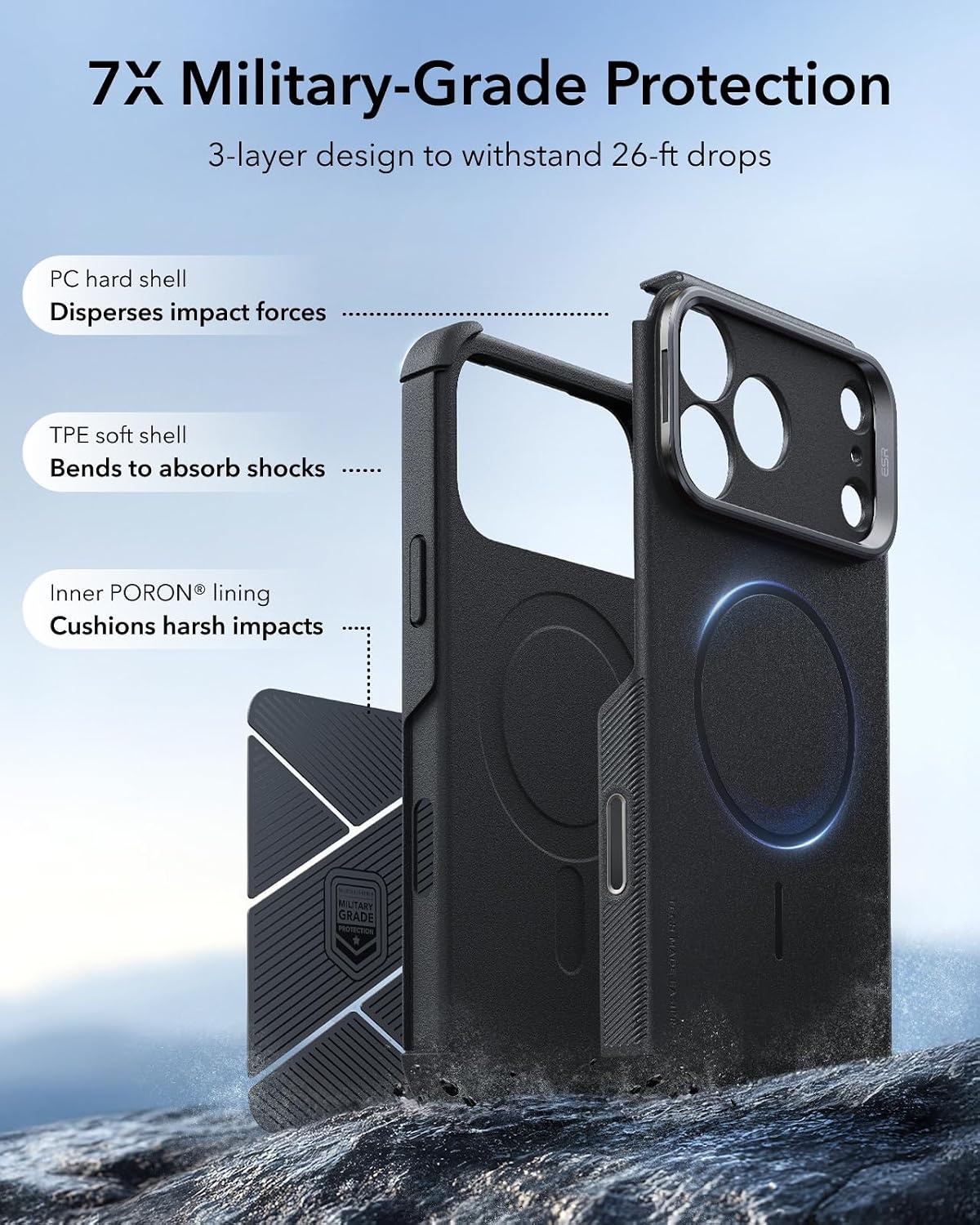 image:imageESR Cyber Tough for iPhone 18 Pro Max17 Pro Max Case with Flex StandBlack