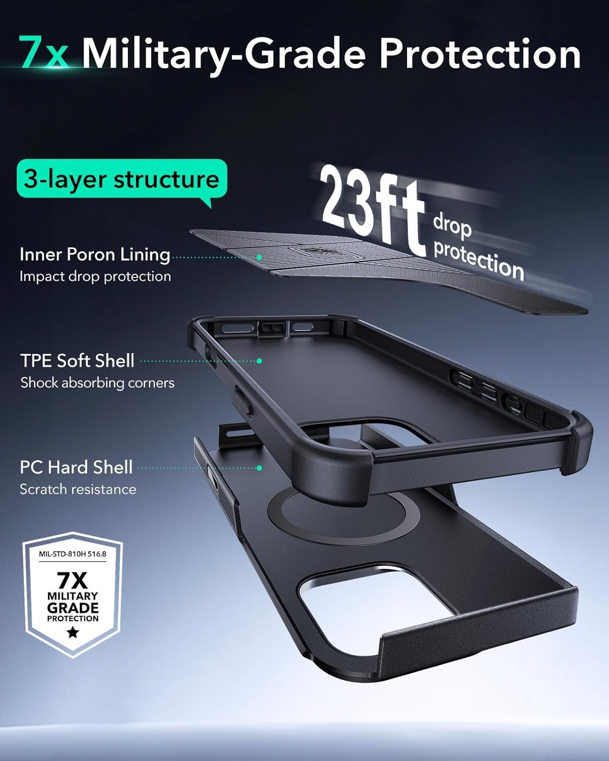image:imageESR Cyber Tough for iPhone 18 Pro Max17 Pro Max Case with Flex StandBlack