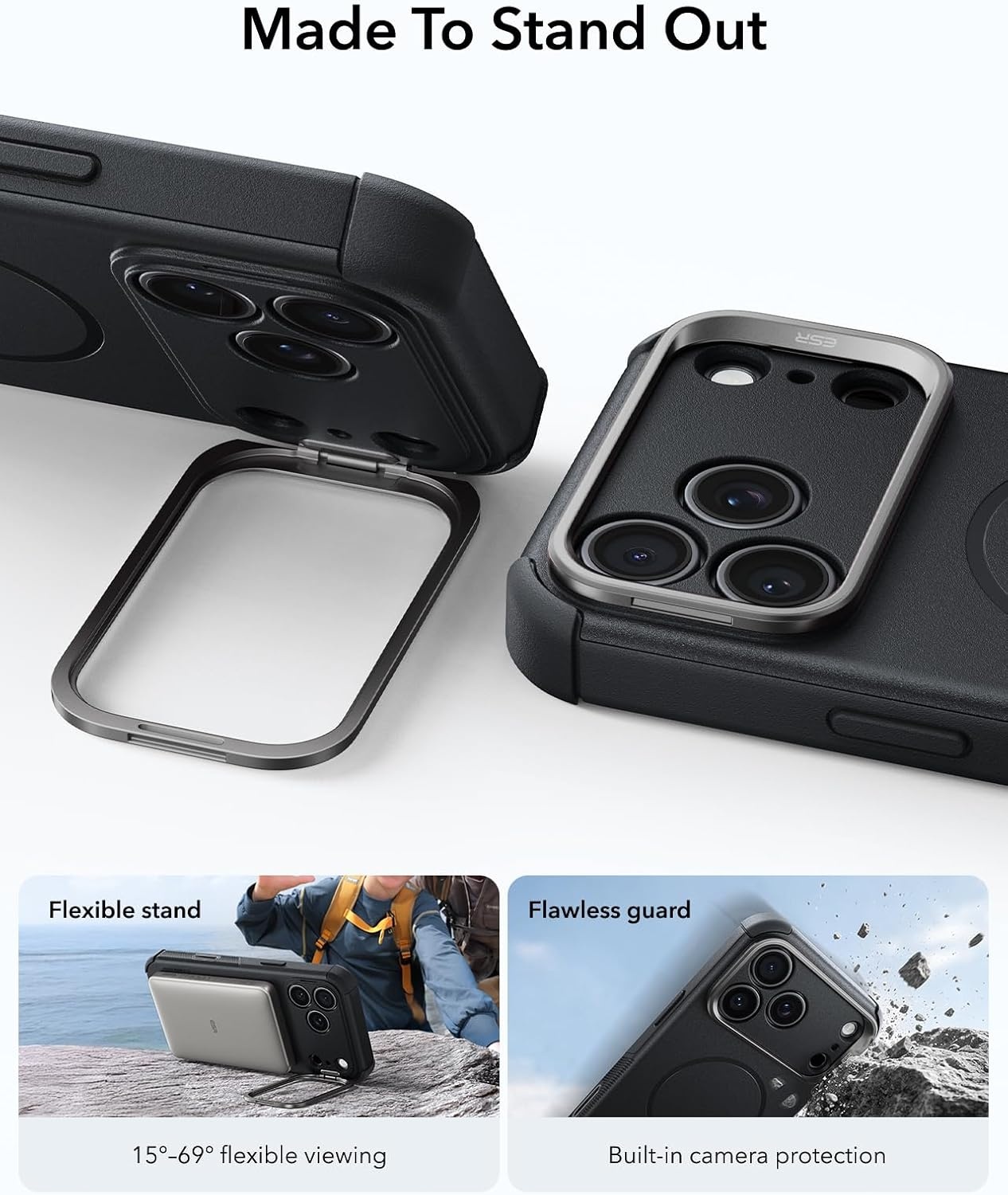 image:imageESR Cyber Tough for iPhone 18 Pro Max17 Pro Max Case with Flex StandBlack