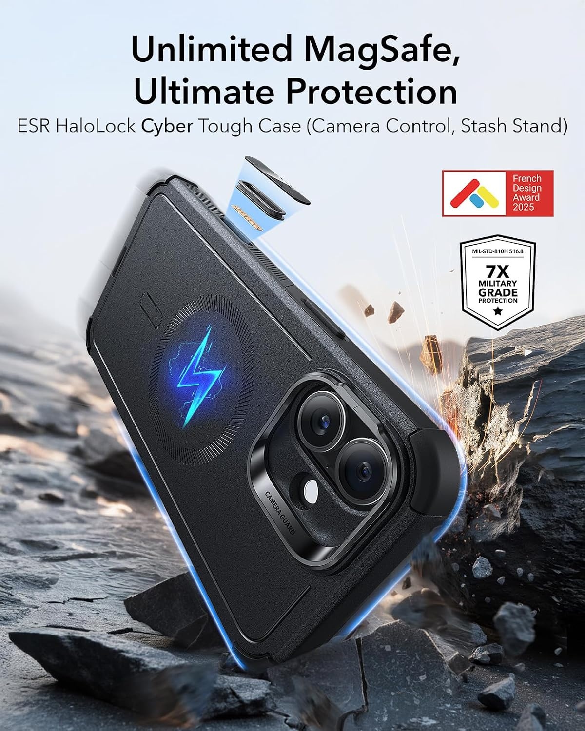 image:imageESR Cyber Tough for iPhone 18 Pro Max17 Pro Max Case with Flex StandBlack