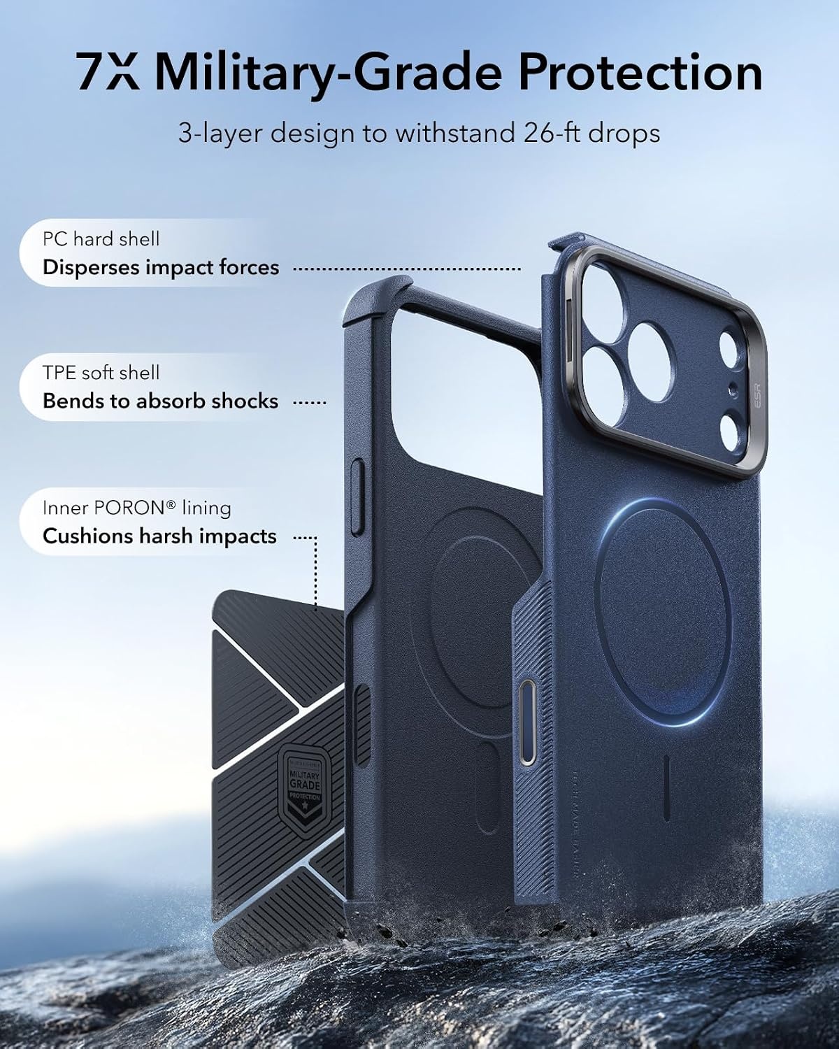 image:imageESR Cyber Tough for iPhone 18 Pro Max17 Pro Max Case with Flex StandBlue