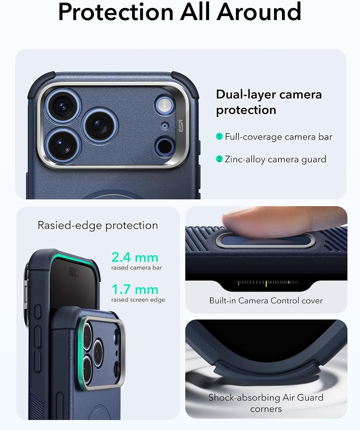 image:imageESR Cyber Tough for iPhone 18 Pro Max17 Pro Max Case with Flex StandBlue