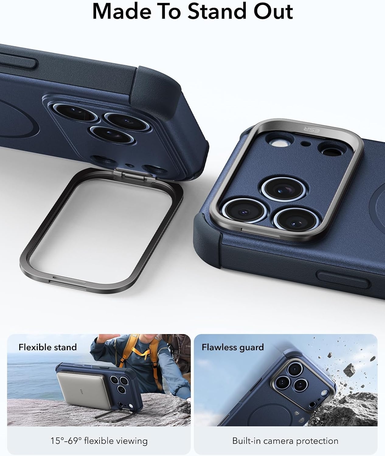 image:imageESR Cyber Tough for iPhone 18 Pro Max17 Pro Max Case with Flex StandBlue
