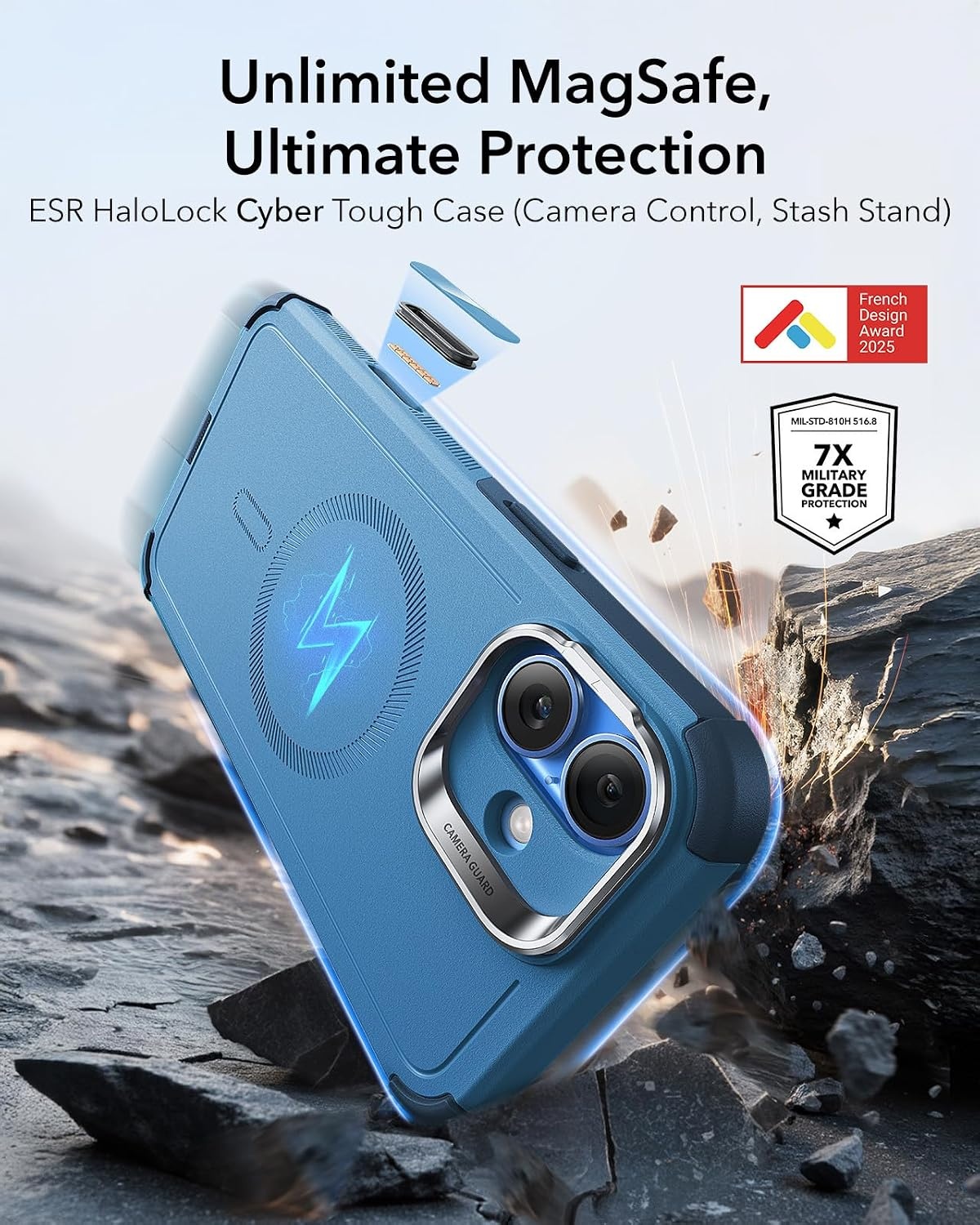 image:imageESR Cyber Tough for iPhone 18 Pro Max17 Pro Max Case with Flex StandBlue