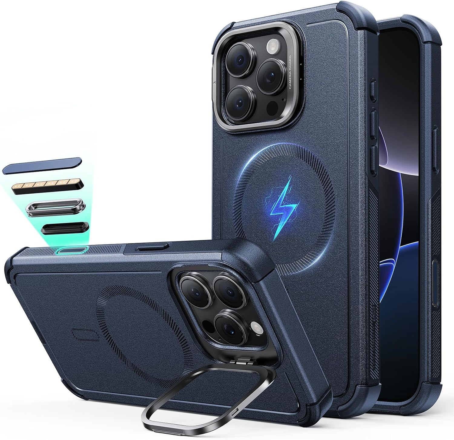 image:imageESR Cyber Tough for iPhone 18 Pro Max17 Pro Max Case with Flex StandBlue