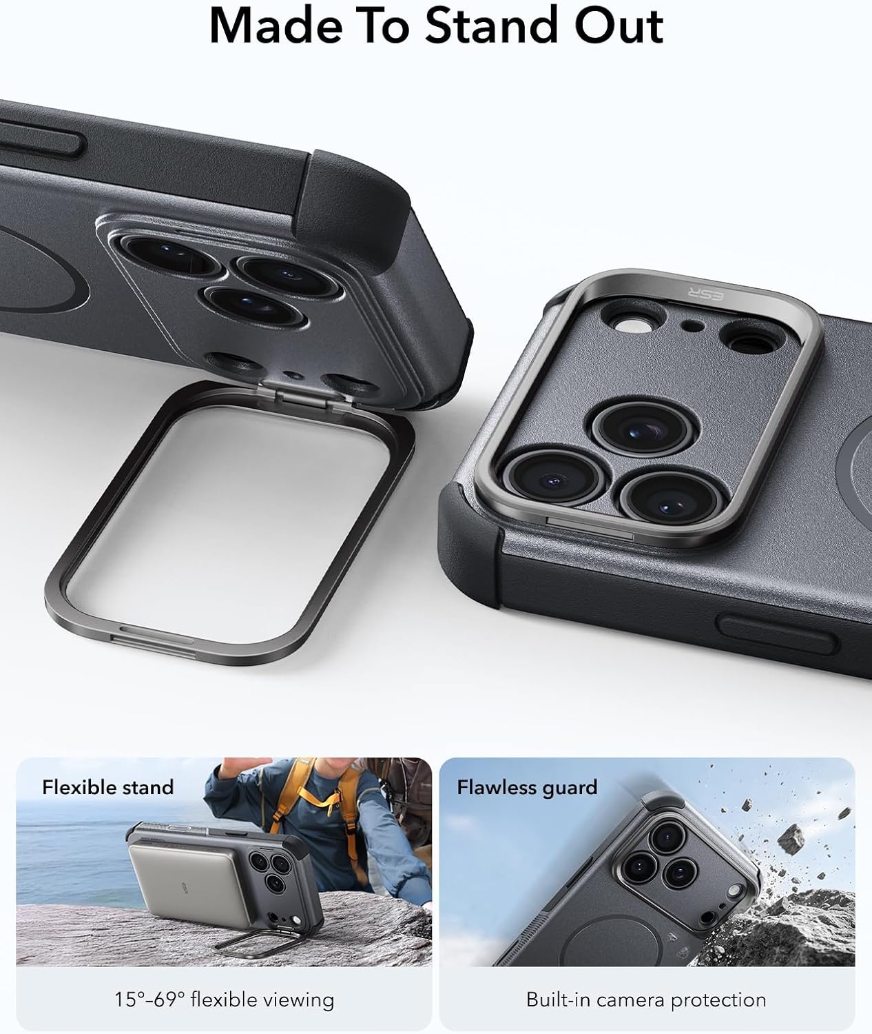 image:imageESR Cyber Tough for iPhone 18 Pro Max17 Pro Max Case with Flex StandGrey