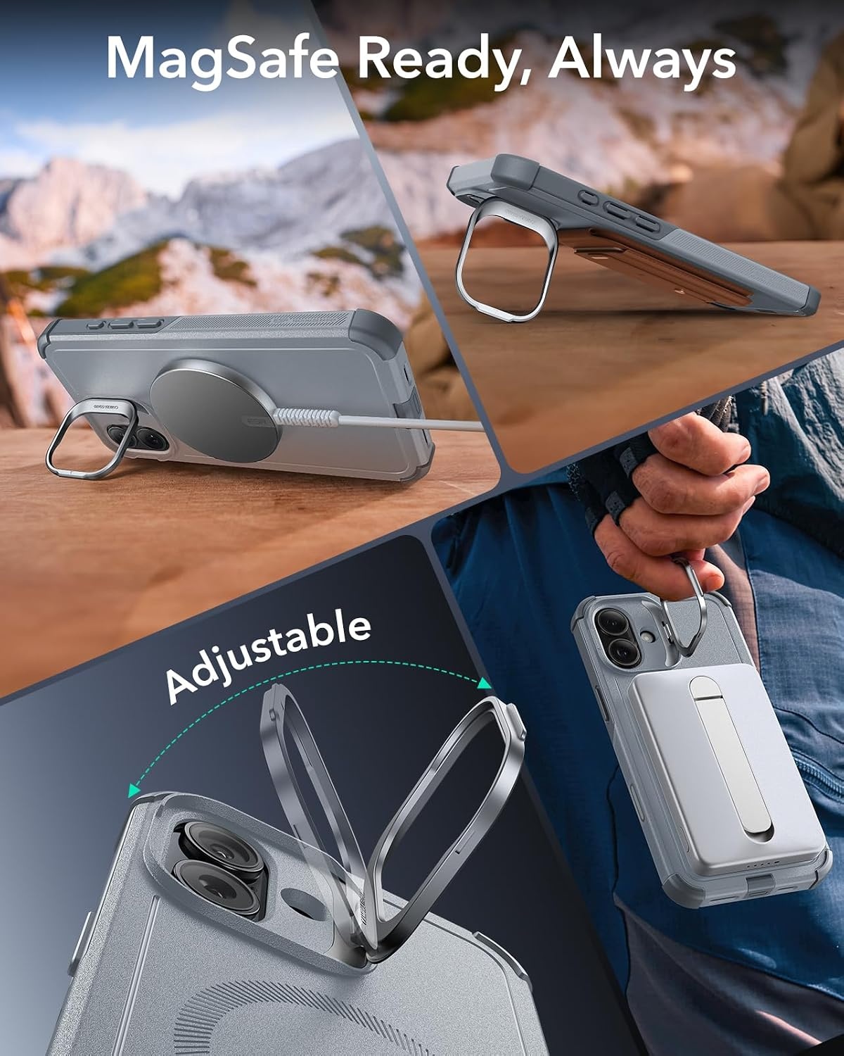 image:imageESR Cyber Tough for iPhone 18 Pro Max17 Pro Max Case with Flex StandGrey