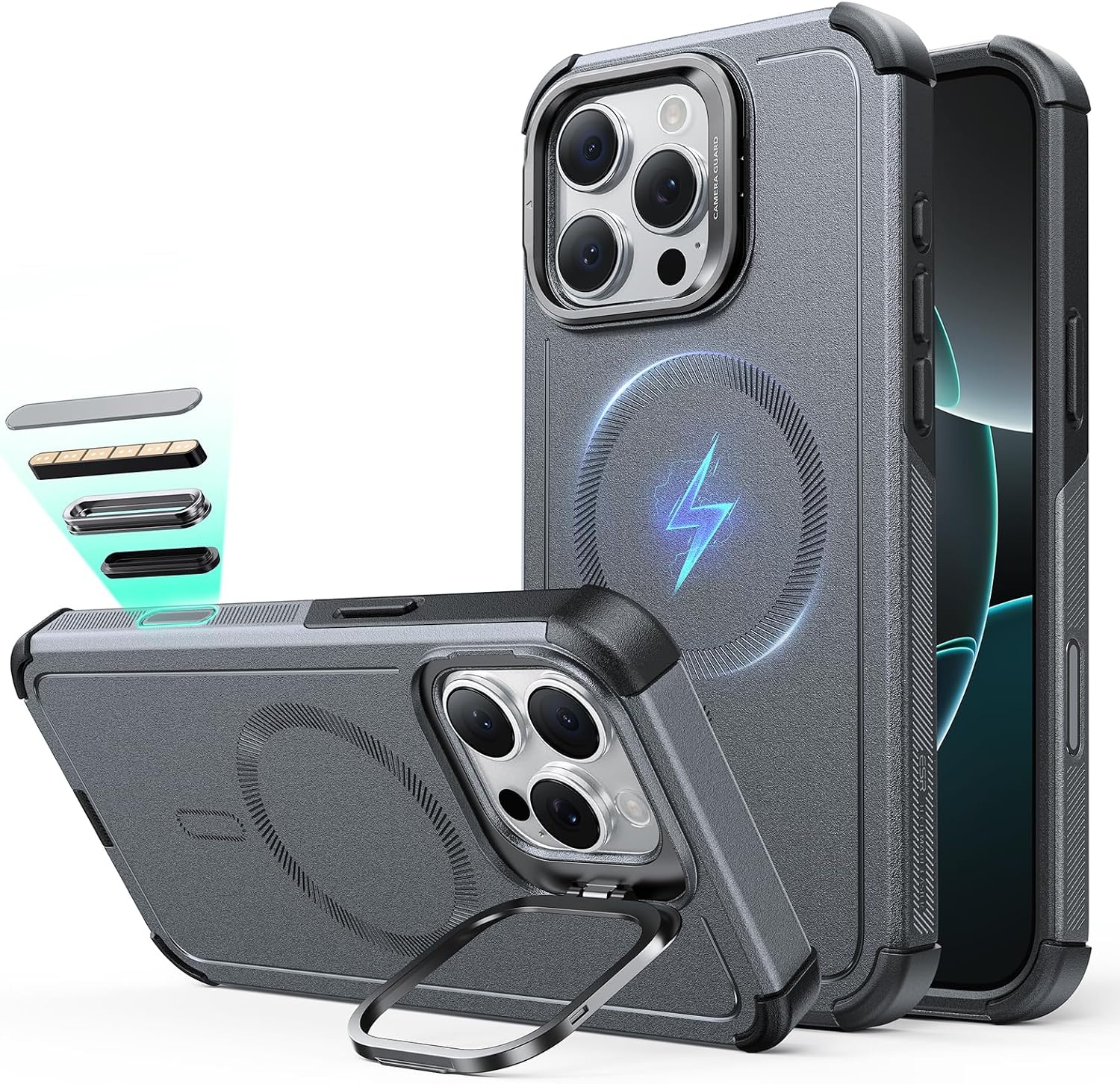 image:imageESR Cyber Tough for iPhone 18 Pro Max17 Pro Max Case with Flex StandGrey