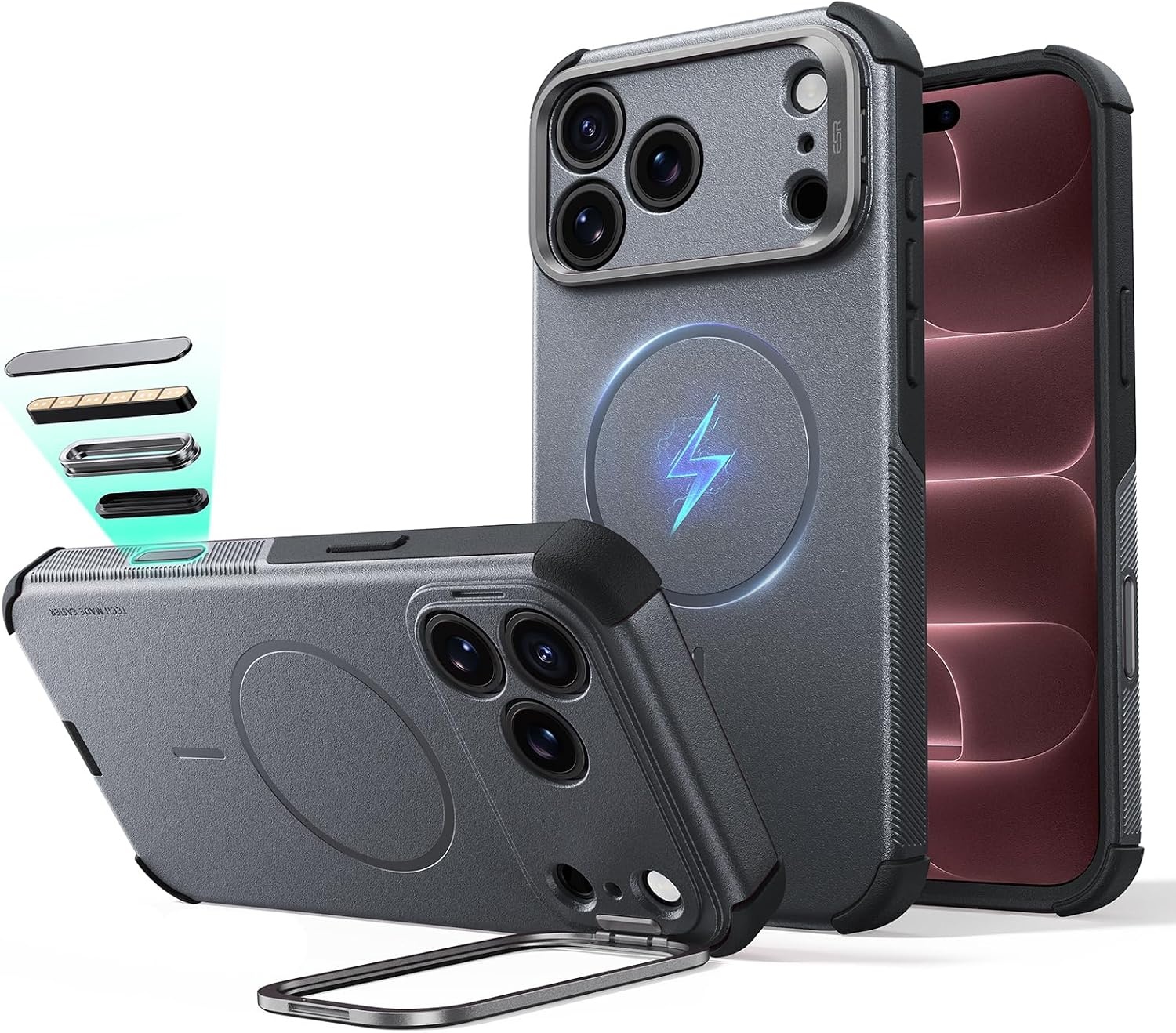 image:imageESR Cyber Tough for iPhone 18 Pro Max17 Pro Max Case with Flex StandGrey
