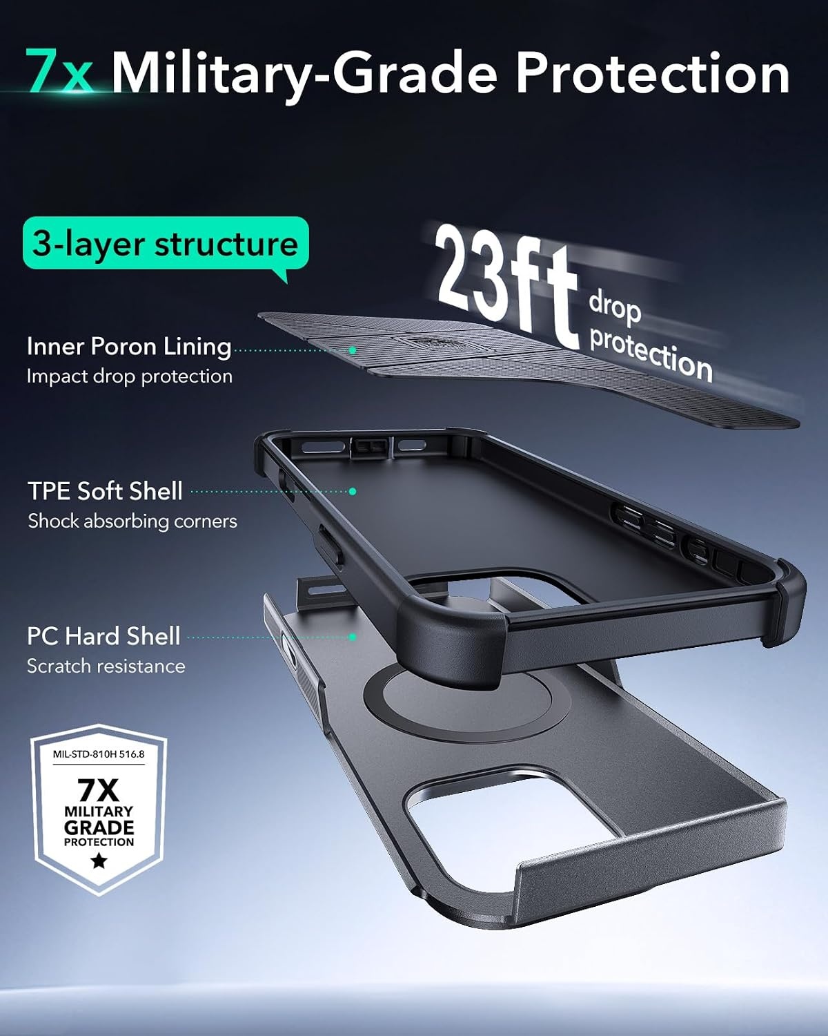 image:imageESR Cyber Tough for iPhone 18 Pro Max17 Pro Max Case with Flex StandGrey