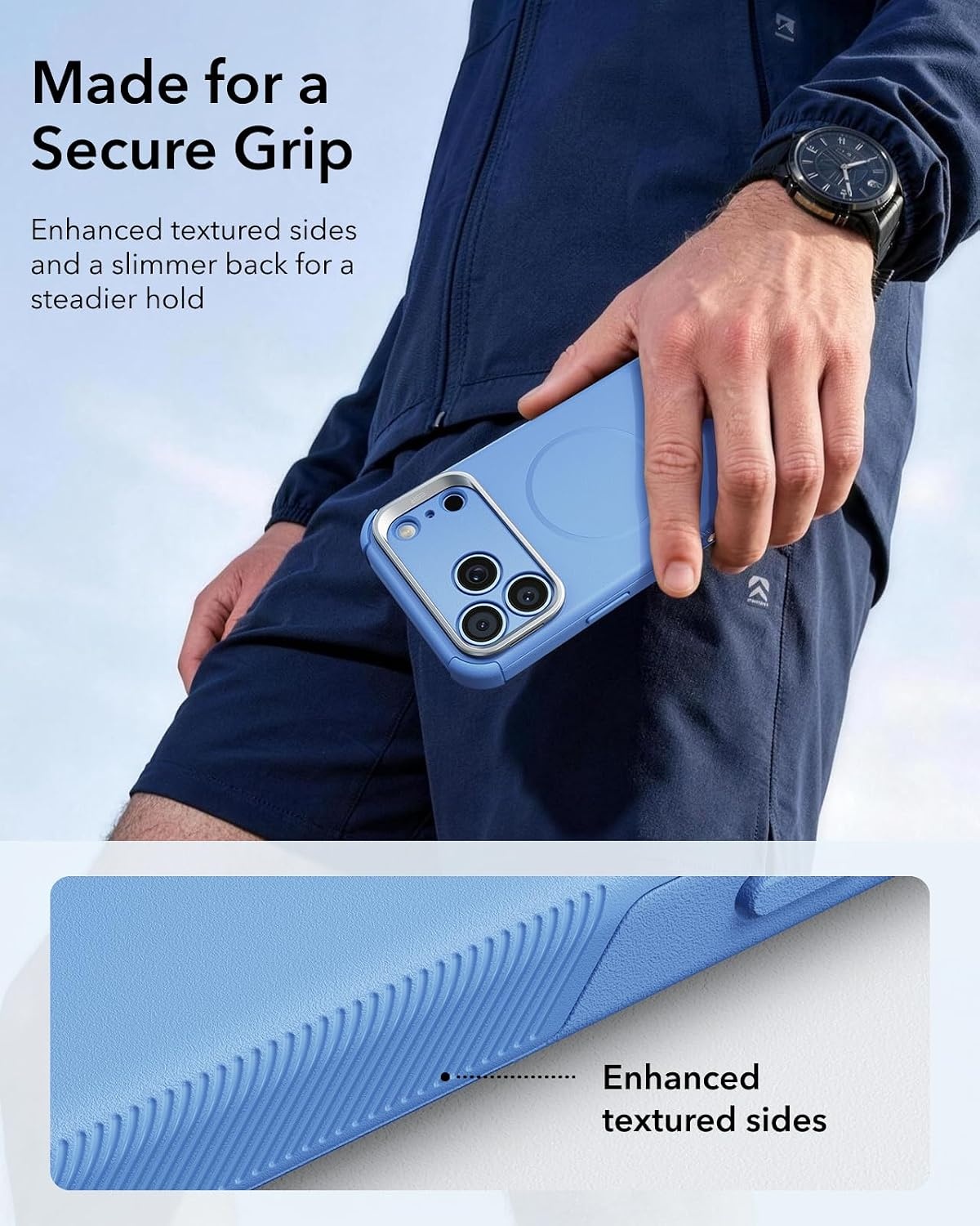 image:imageESR Cyber Tough for iPhone 18 Pro Max17 Pro Max Case with Flex StandLight Blue