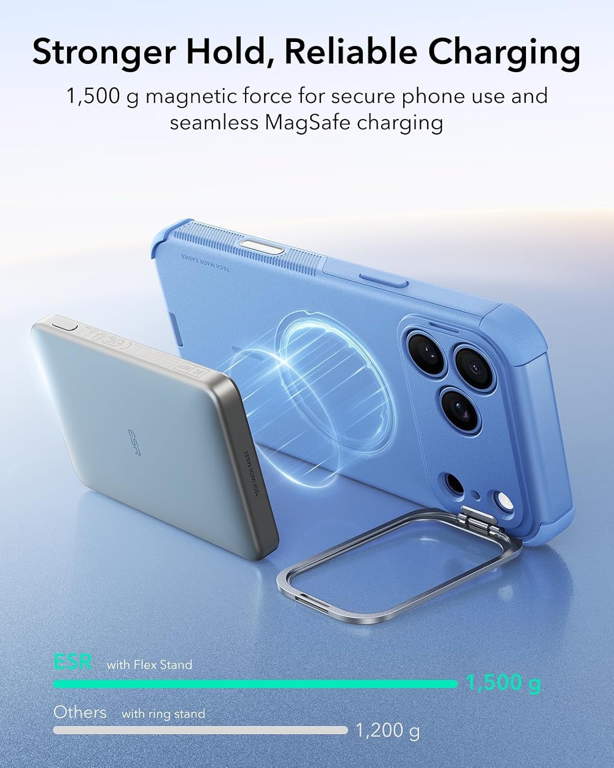 image:imageESR Cyber Tough for iPhone 18 Pro Max17 Pro Max Case with Flex StandLight Blue