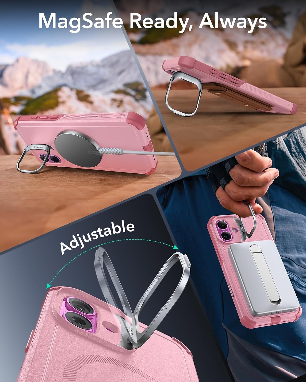 image:imageESR Cyber Tough for iPhone 18 Pro Max17 Pro Max Case with Flex StandPink
