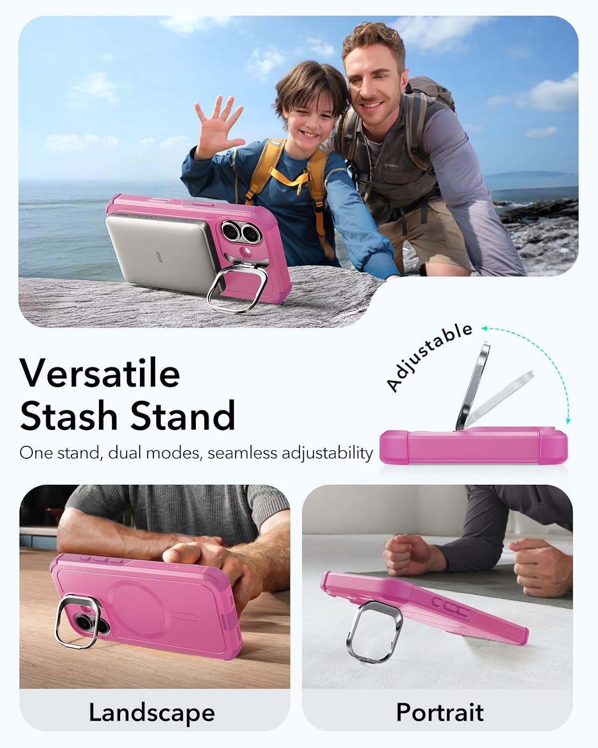 image:imageESR Cyber Tough for iPhone 18 Pro Max17 Pro Max Case with Flex StandPink