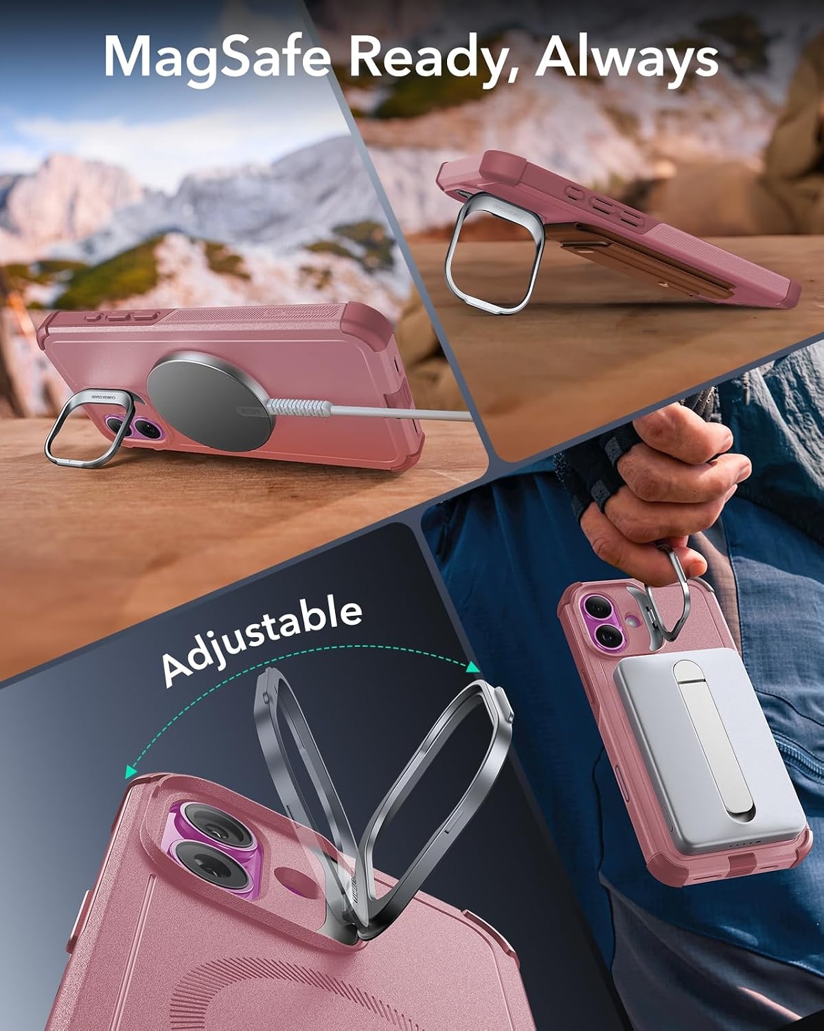 image:imageESR Cyber Tough for iPhone 18 Pro Max17 Pro Max Case with Flex StandPink