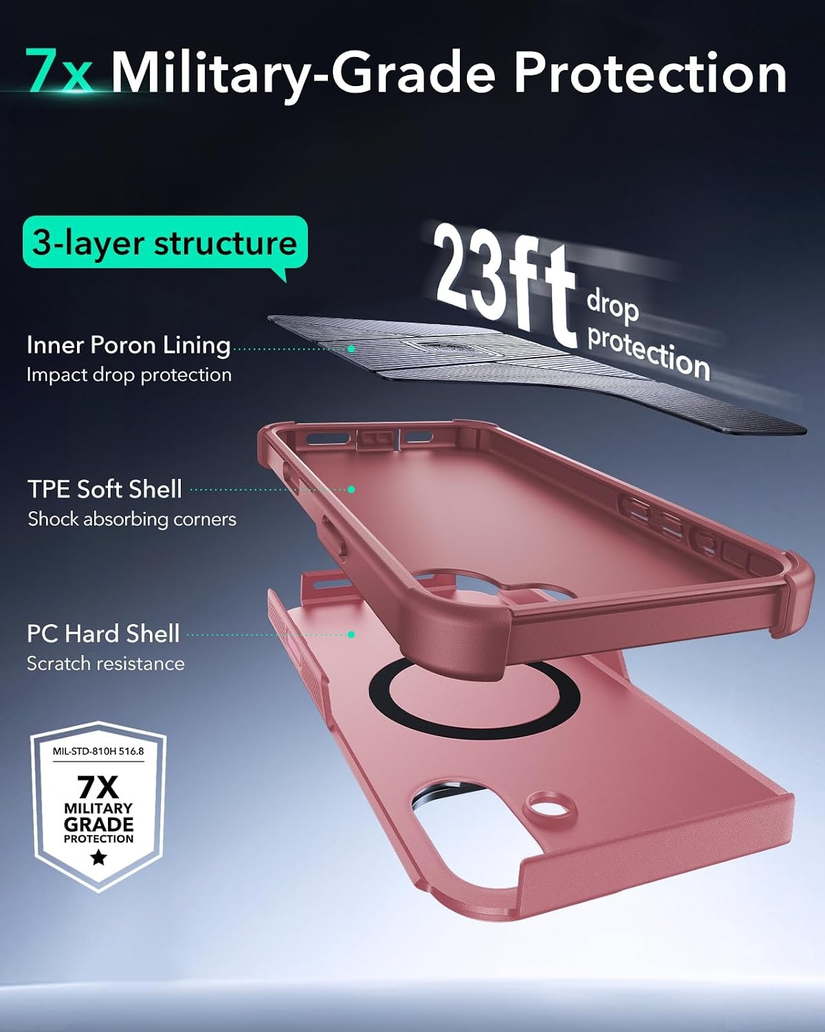 image:imageESR Cyber Tough for iPhone 18 Pro Max17 Pro Max Case with Flex StandPink
