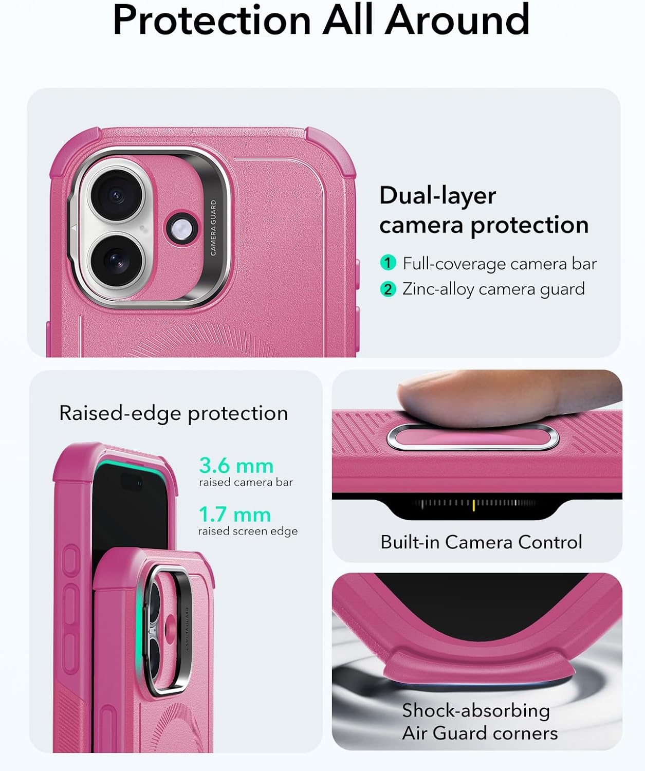 image:imageESR Cyber Tough for iPhone 18 Pro Max17 Pro Max Case with Flex StandPink