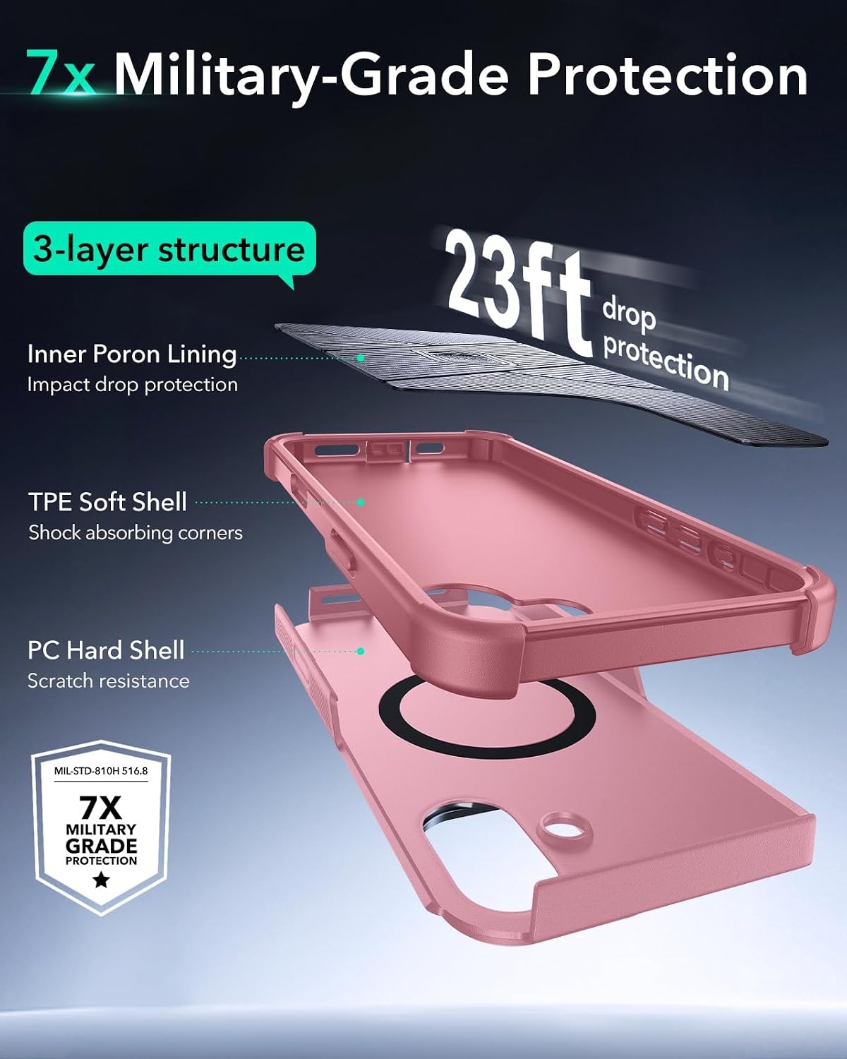 image:imageESR Cyber Tough for iPhone 18 Pro Max17 Pro Max Case with Flex StandPink