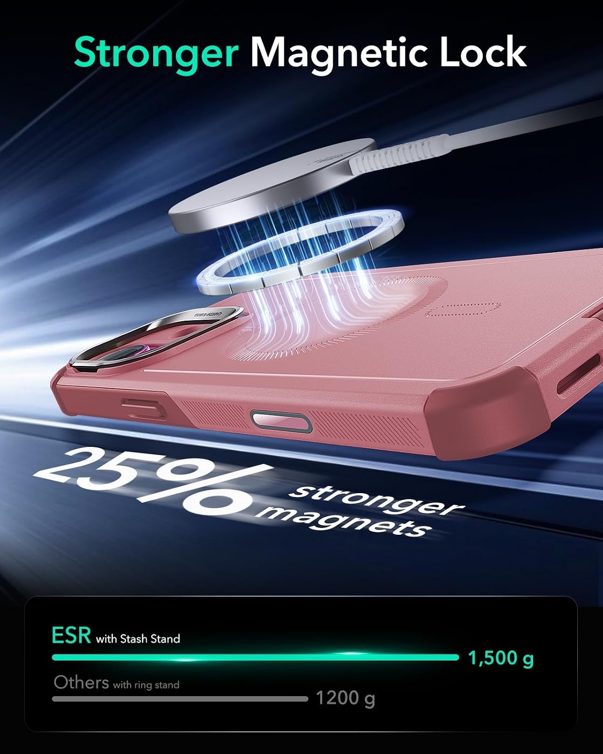 image:imageESR Cyber Tough for iPhone 18 Pro Max17 Pro Max Case with Flex StandPink