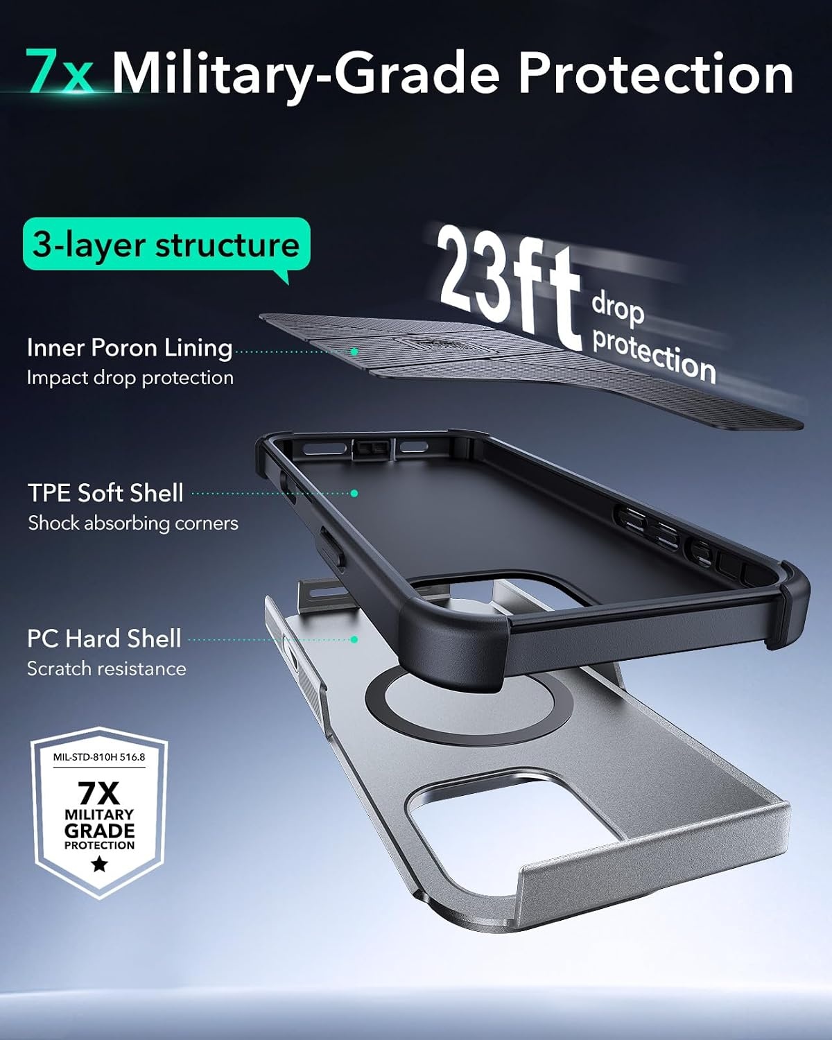 image:imageESR Cyber Tough for iPhone 18 Pro Max17 Pro Max Case with Flex StandTitanium