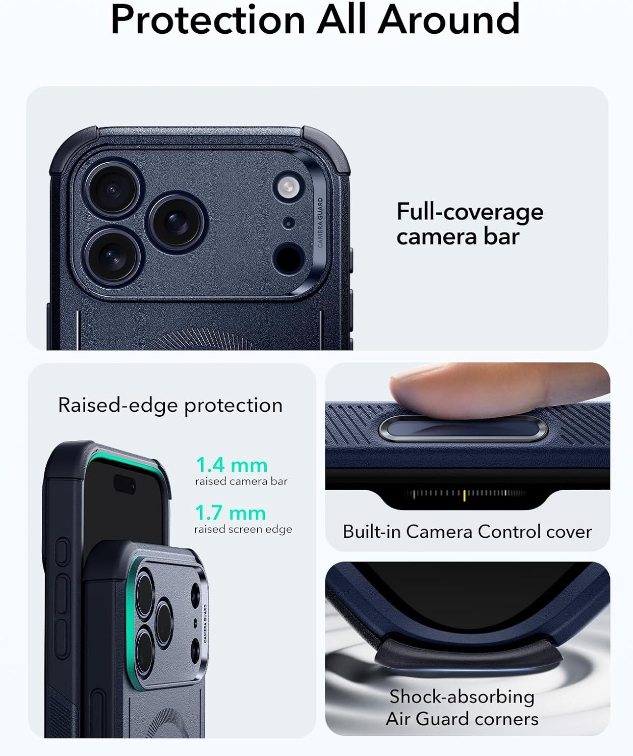 image:imageESR Cyber Tough for iPhone 18 Pro17 Pro Case BurgundyNavy Blue