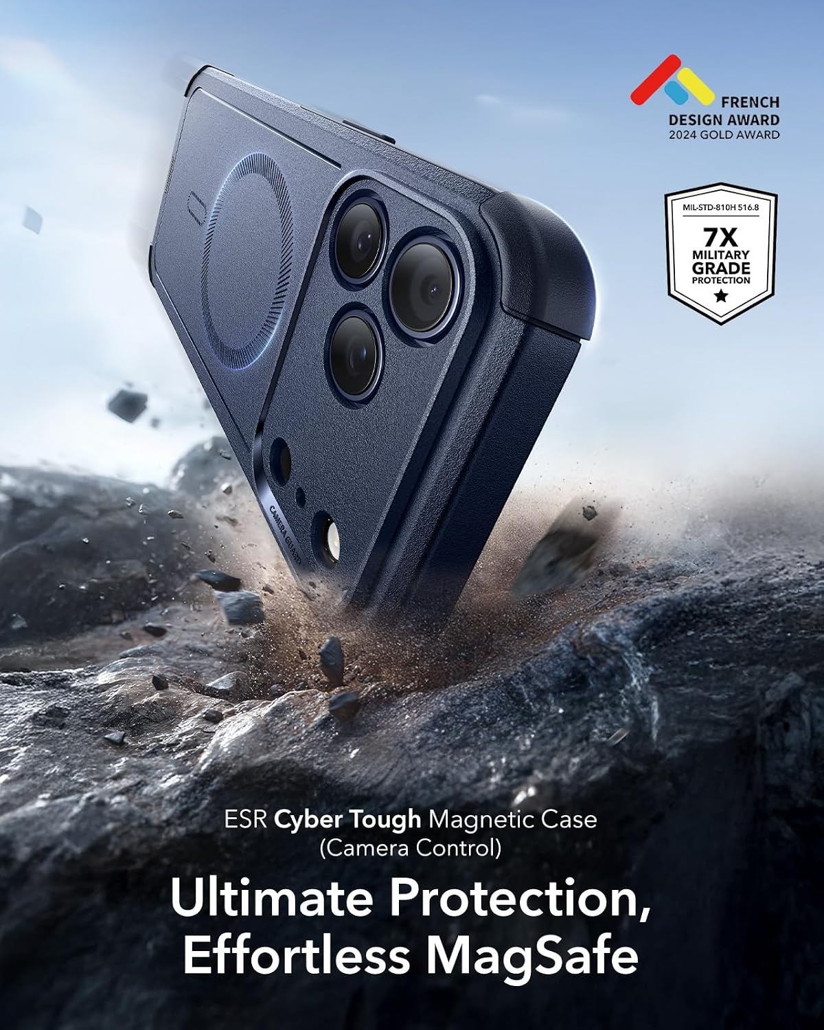 image:imageESR Cyber Tough for iPhone 18 Pro17 Pro Case BurgundyNavy Blue