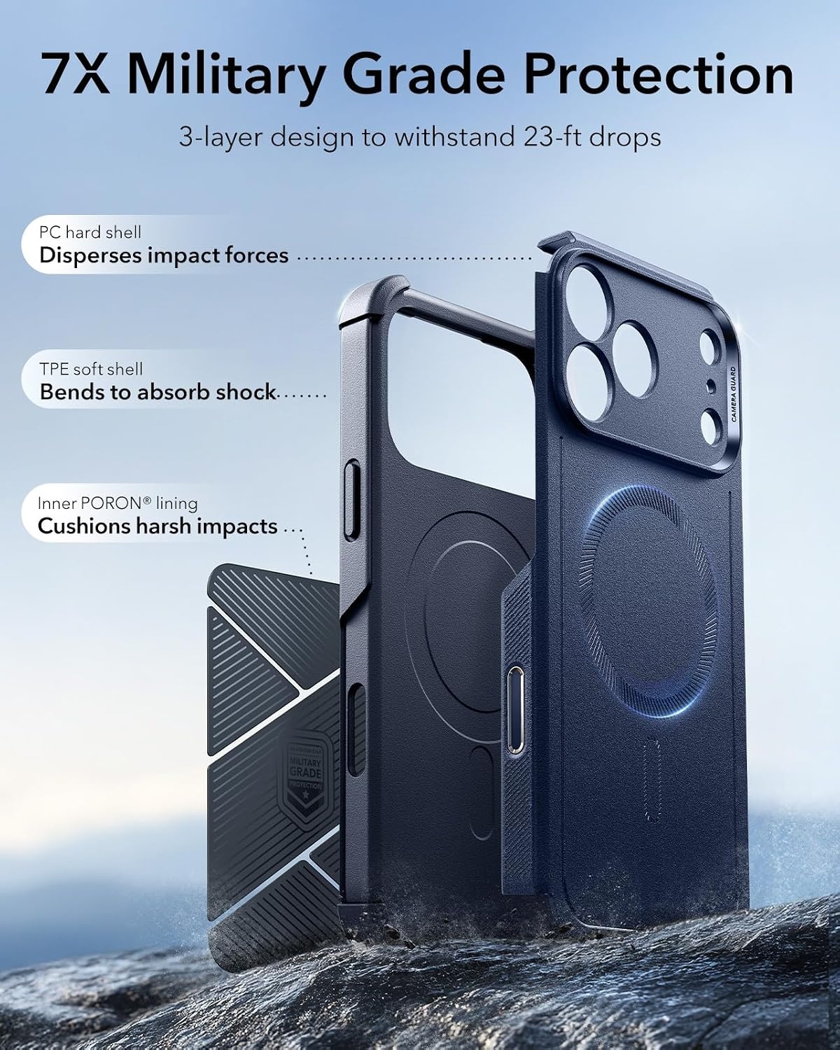 image:imageESR Cyber Tough for iPhone 18 Pro17 Pro Case BurgundyNavy Blue