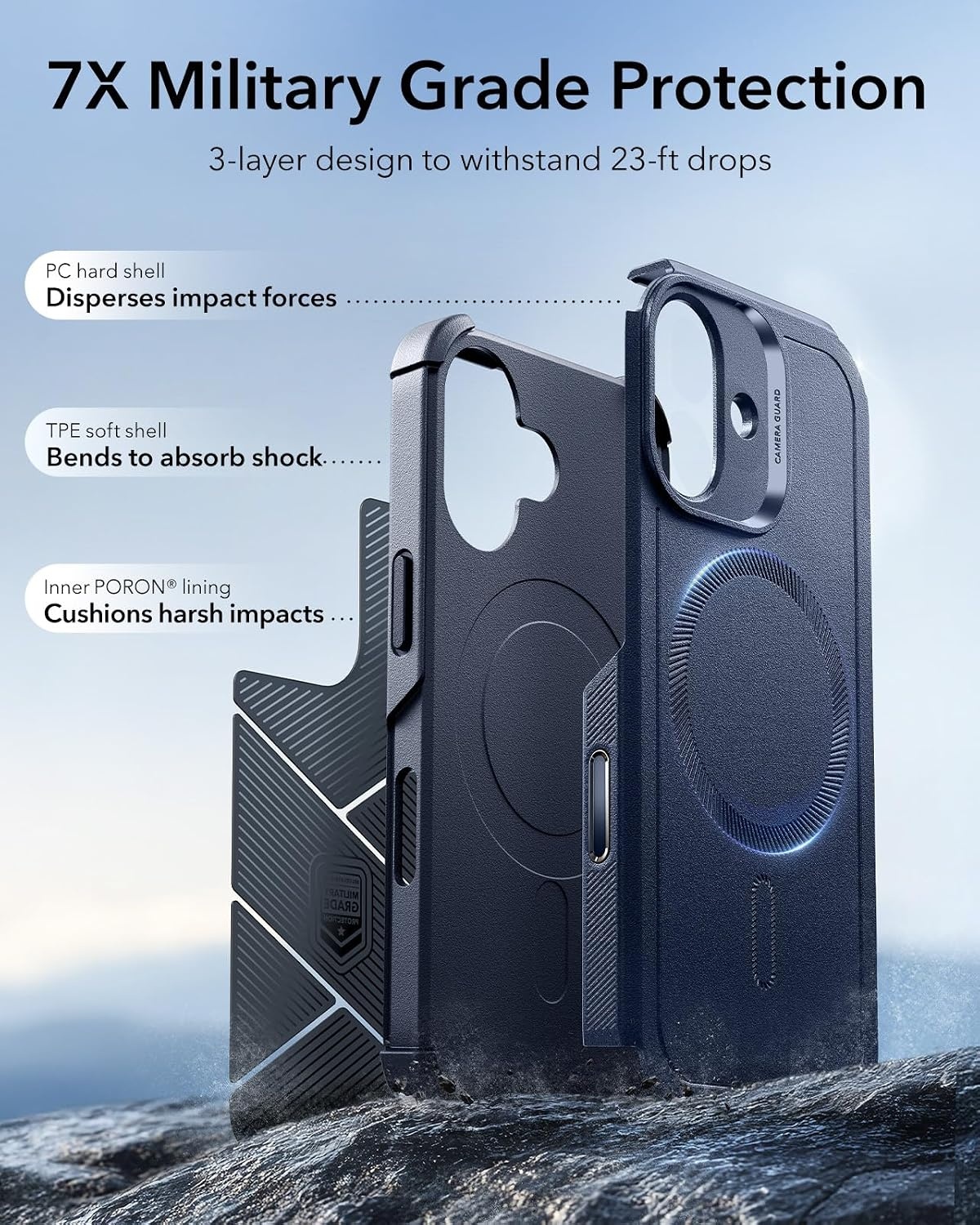 image:imageESR Cyber Tough for iPhone 18 Pro17 Pro Case BurgundyNavy Blue