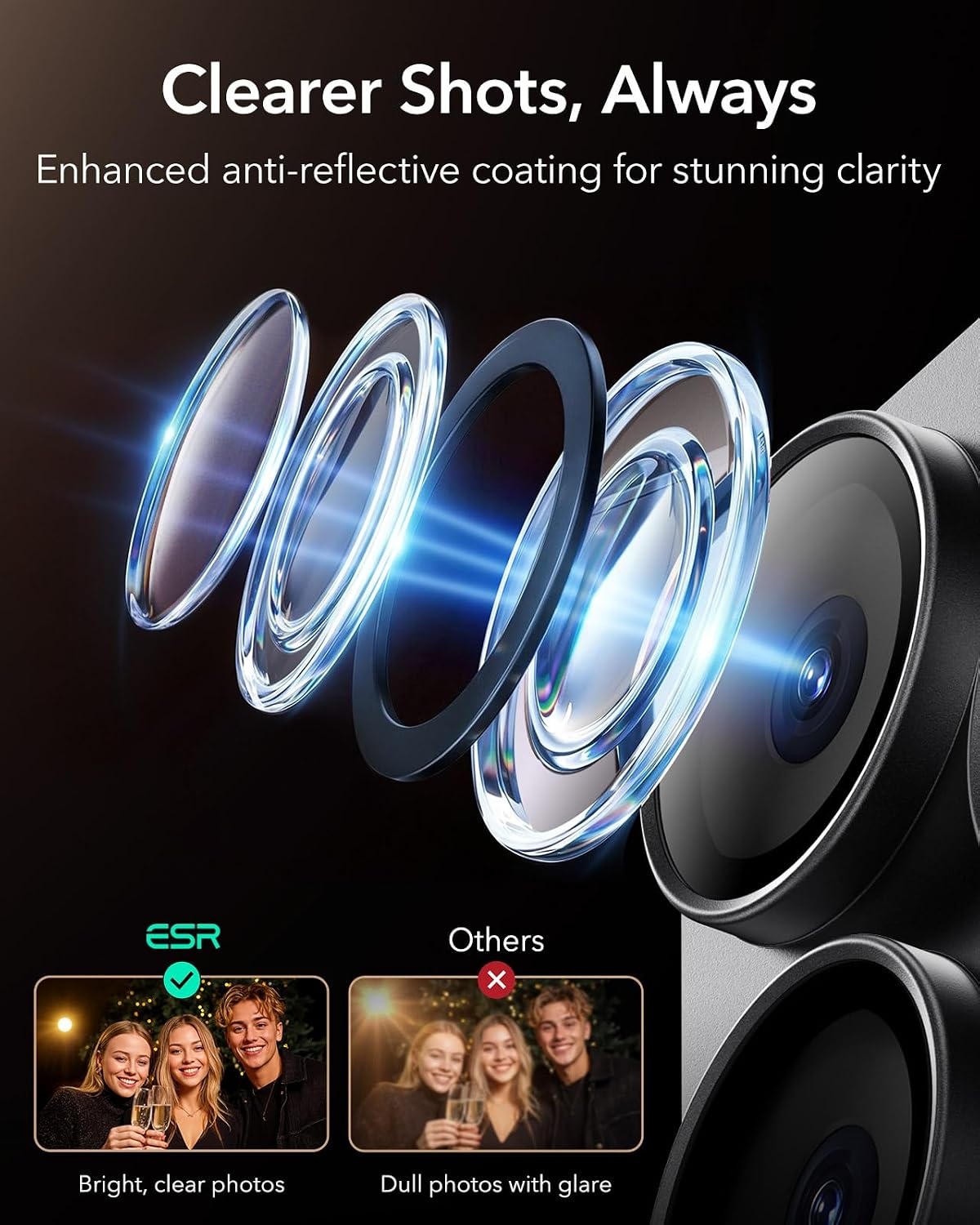 image:imageESR for iPhone 18 Pro Camera Lens Protector 1 Pack BurgundyBlack