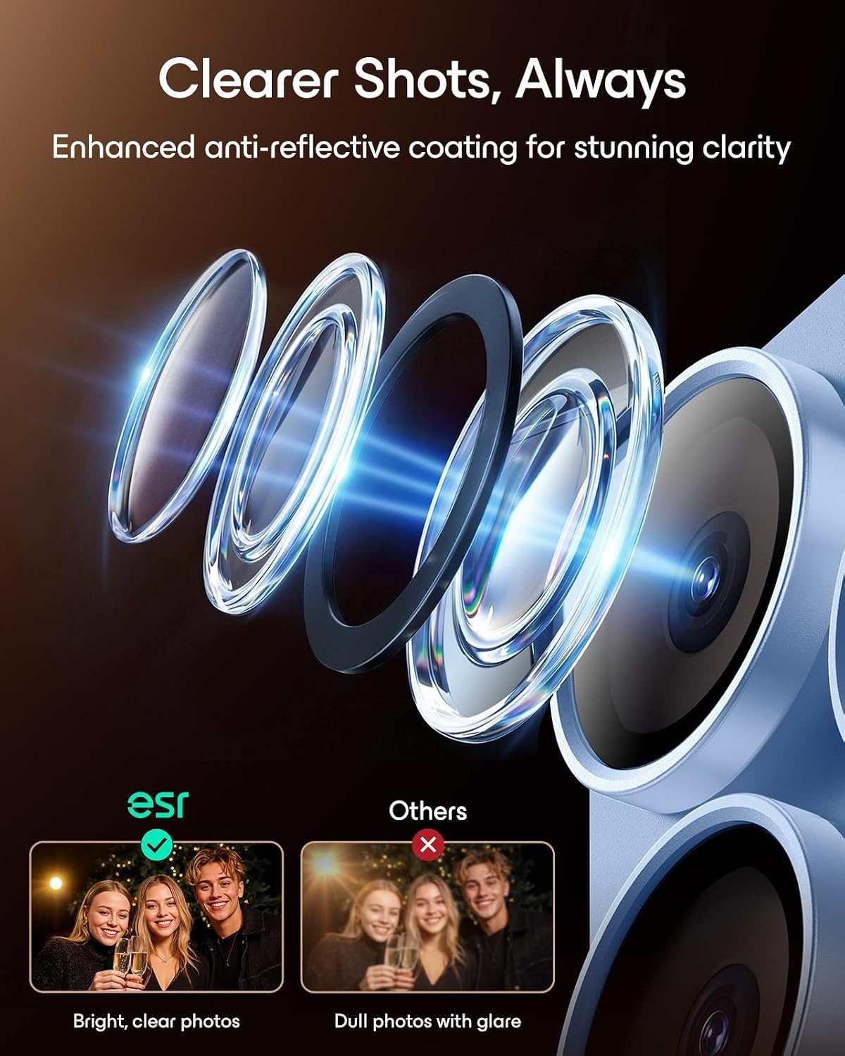 image:imageESR for iPhone 18 Pro Camera Lens Protector 1 Pack BurgundyLight Blue