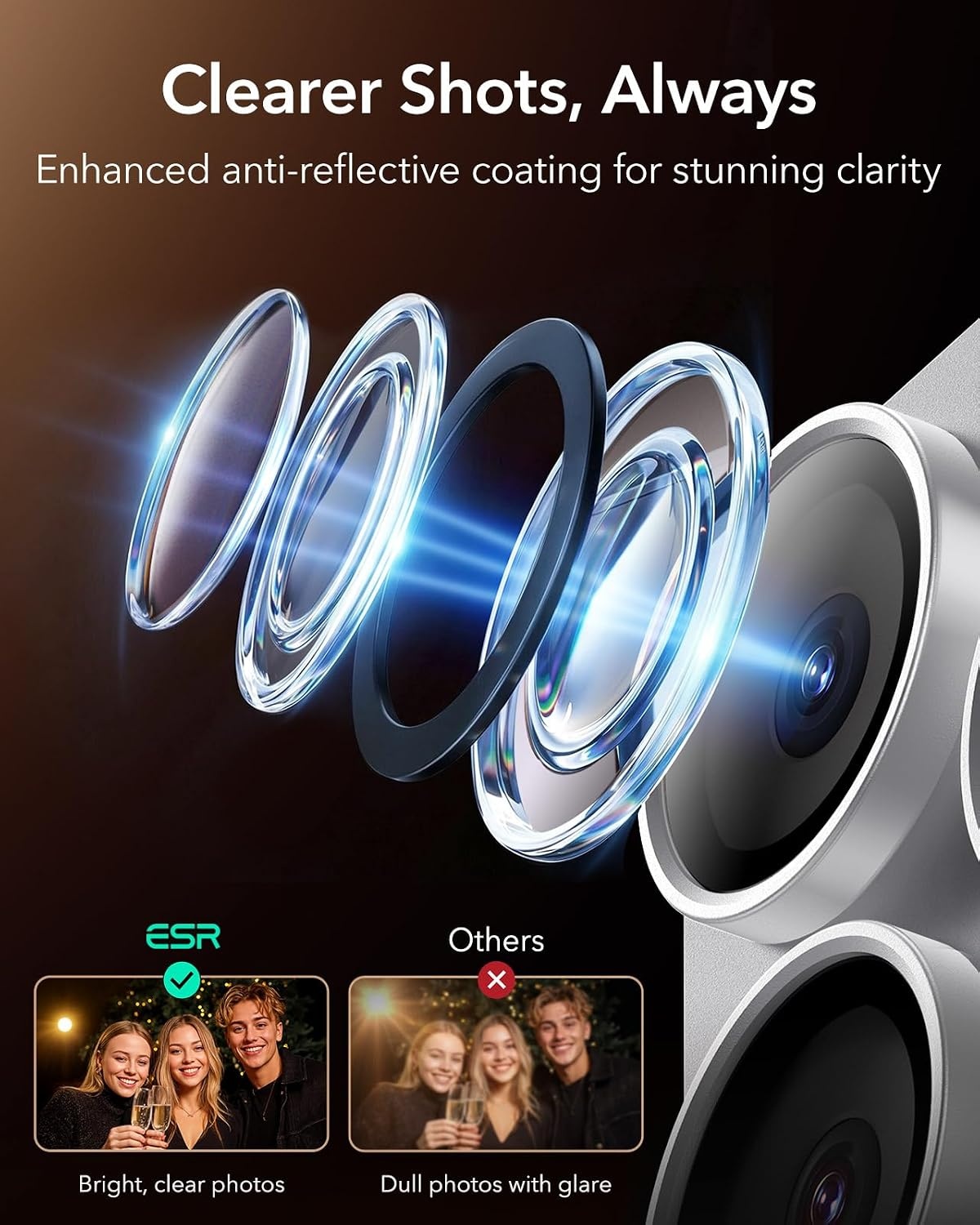 image:imageESR for iPhone 18 Pro Camera Lens Protector 1 Pack BurgundySilver