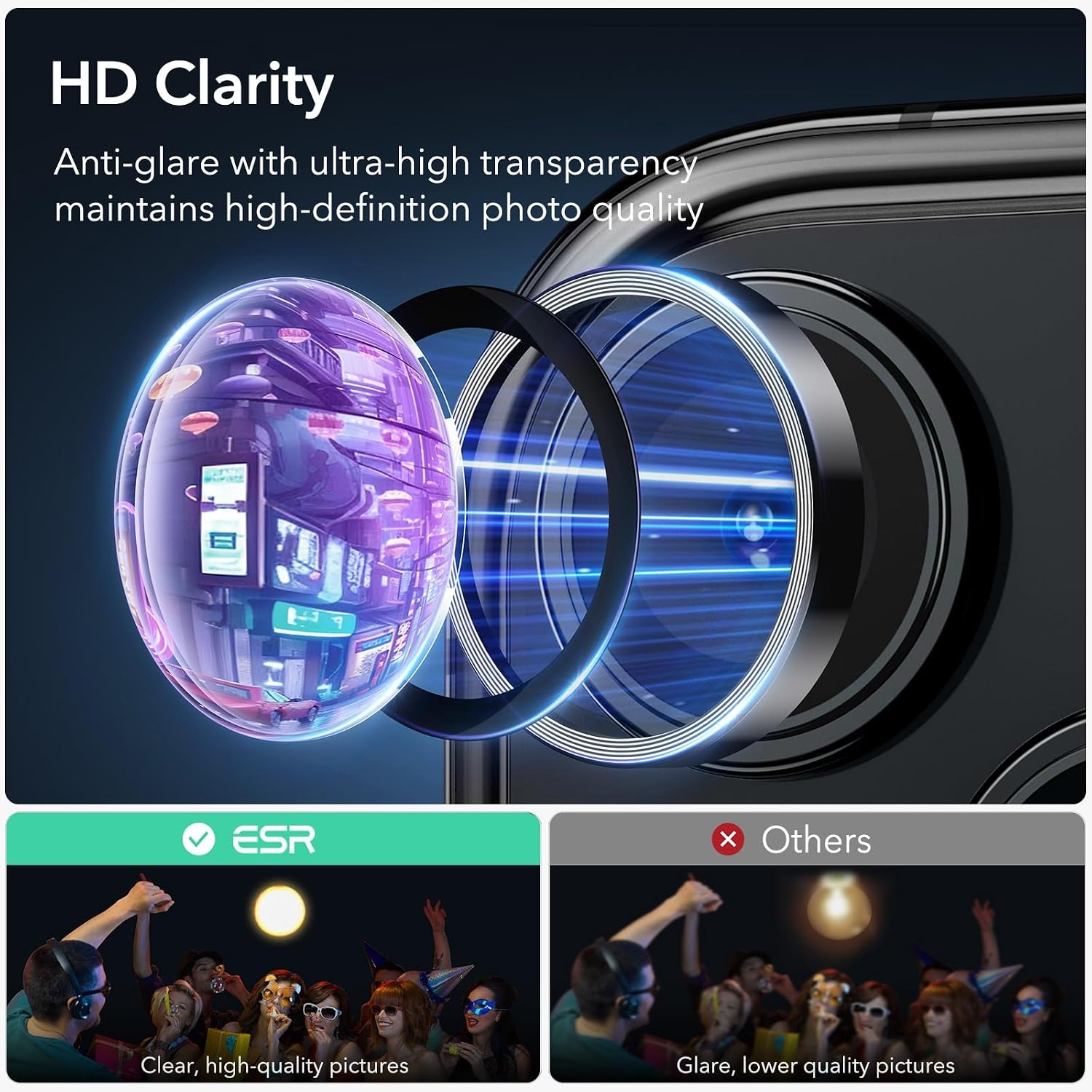 image:imageESR for iPhone 18 Pro Max18 Pro Camera Lens Protector 1 Pack BlackBlack