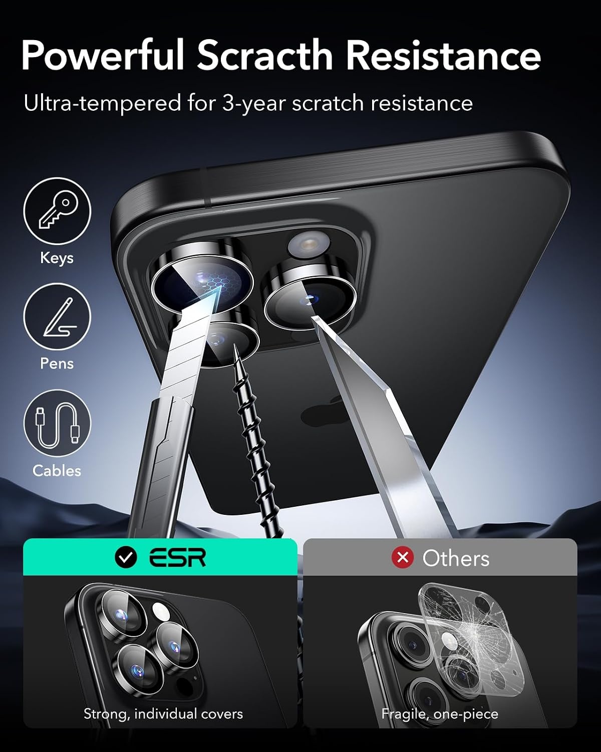 image:imageESR for iPhone 18 Pro Max18 Pro Camera Lens Protector 1 Pack BlackBlack