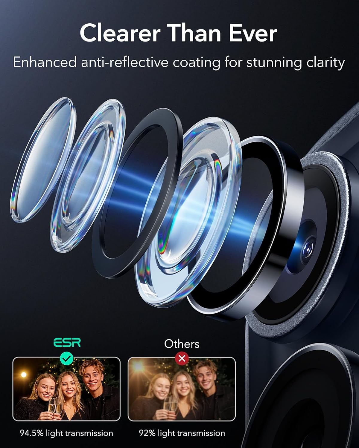 image:imageESR for iPhone 18 Pro Max18 Pro Camera Lens Protector 1 Pack BlackBlue