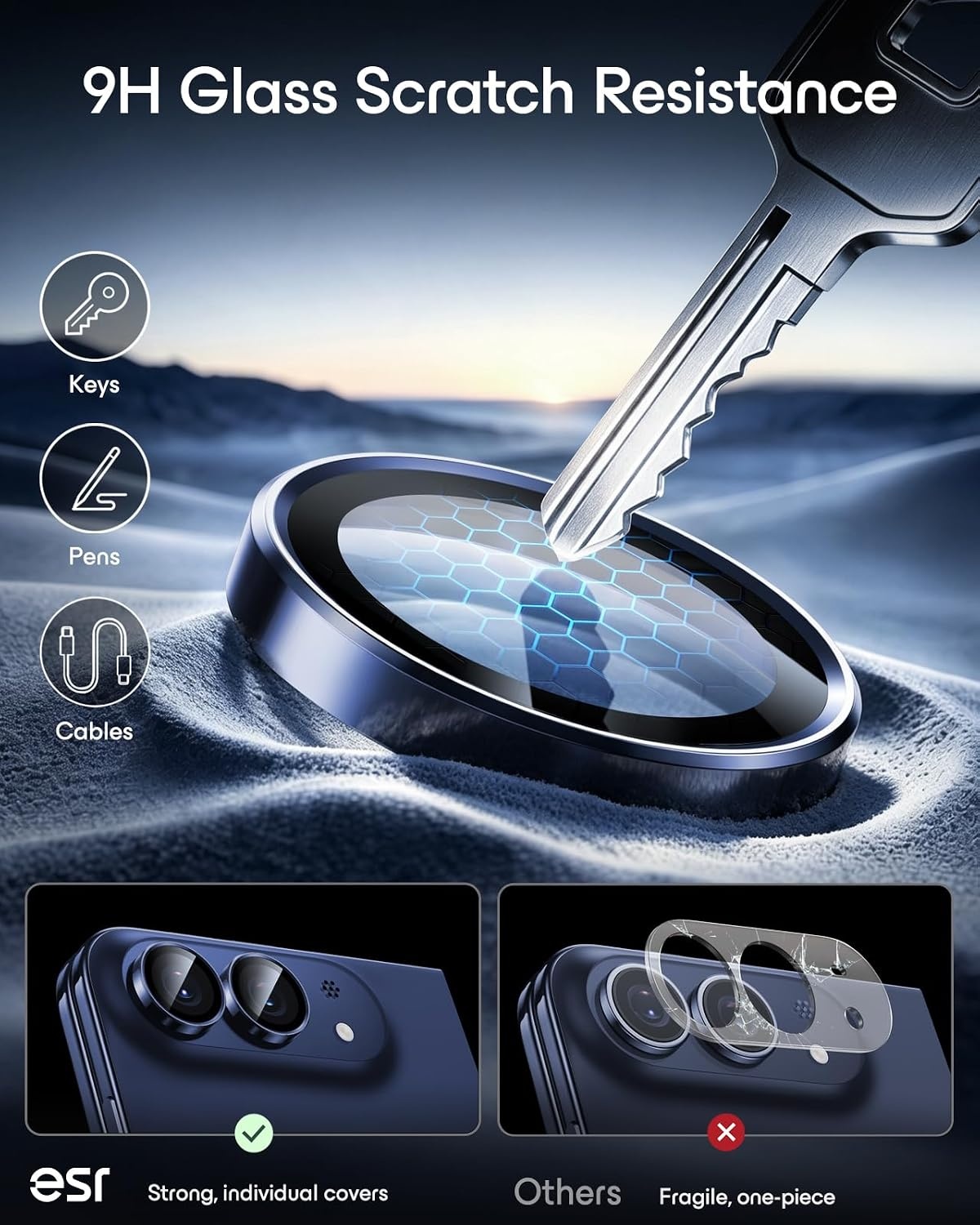 image:imageESR for iPhone 18 Pro Max18 Pro Camera Lens Protector 1 Pack BlackBlue