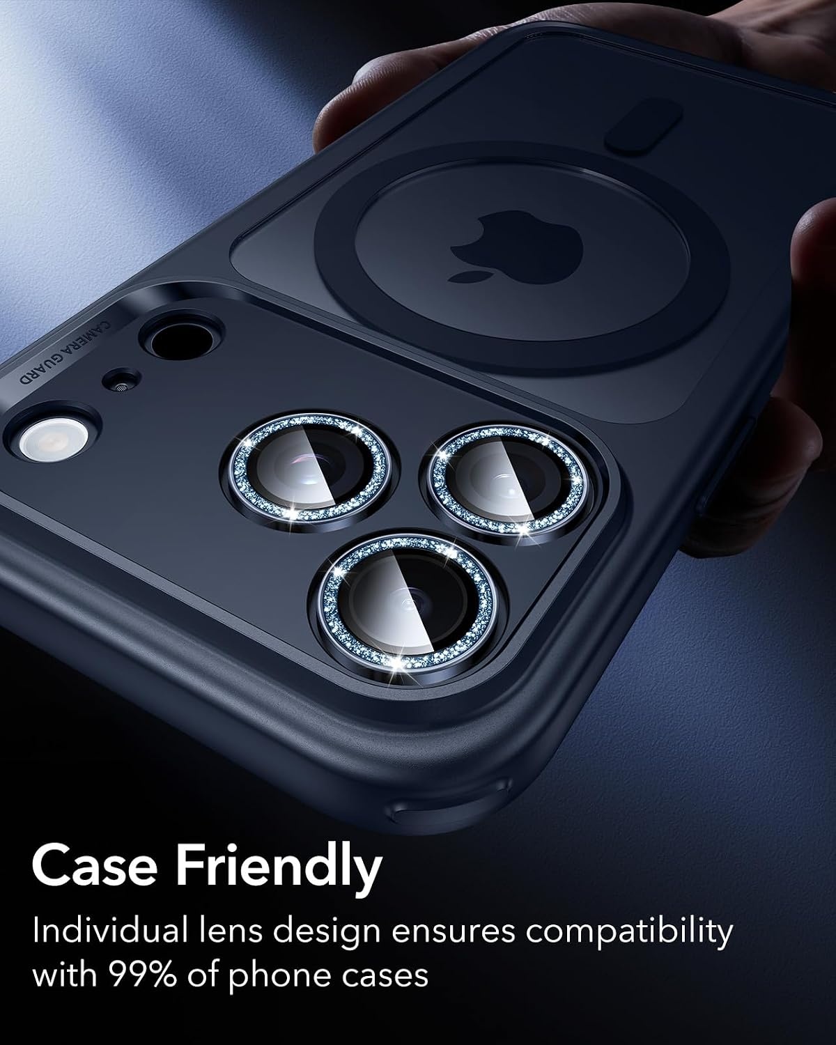 image:imageESR for iPhone 18 Pro Max18 Pro Camera Lens Protector 1 Pack BlackBlue Shimmer