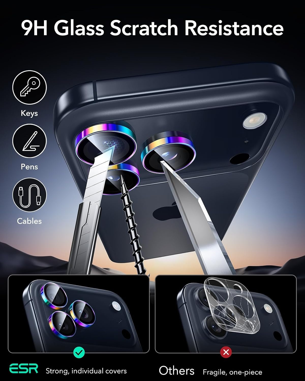 image:imageESR for iPhone 18 Pro Max18 Pro Camera Lens Protector 1 Pack BlackChromatic