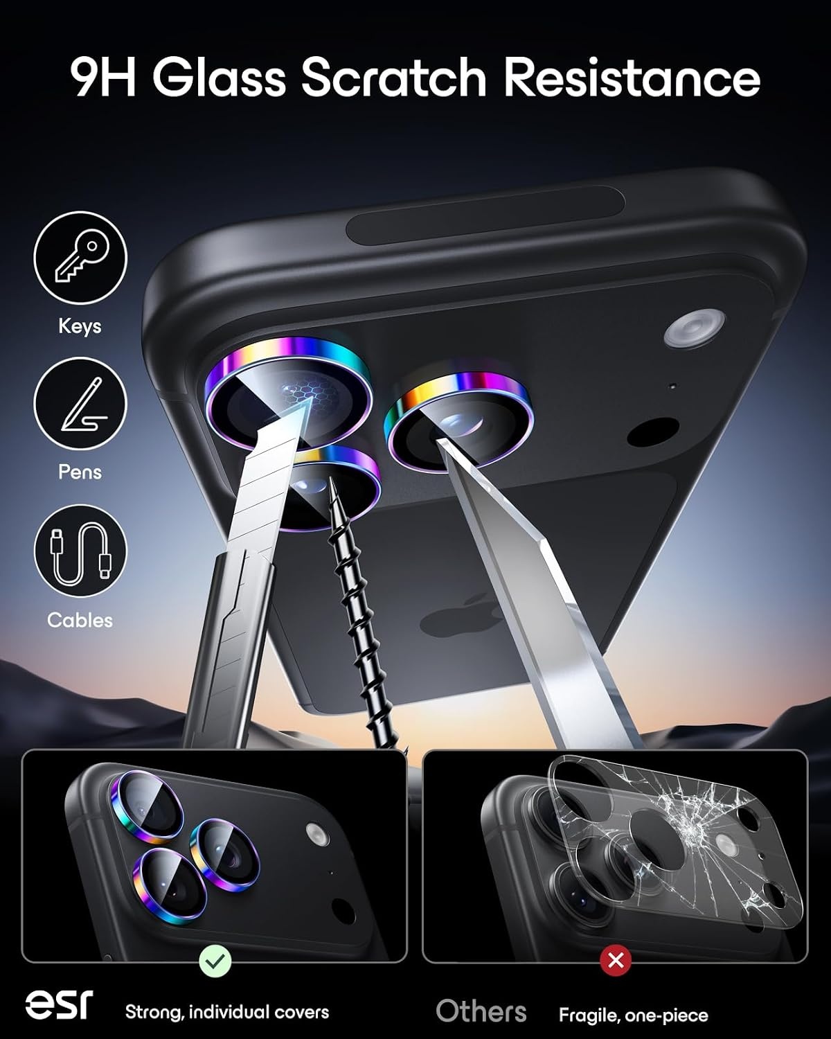 image:imageESR for iPhone 18 Pro Max18 Pro Camera Lens Protector 1 Pack BlackChromatic
