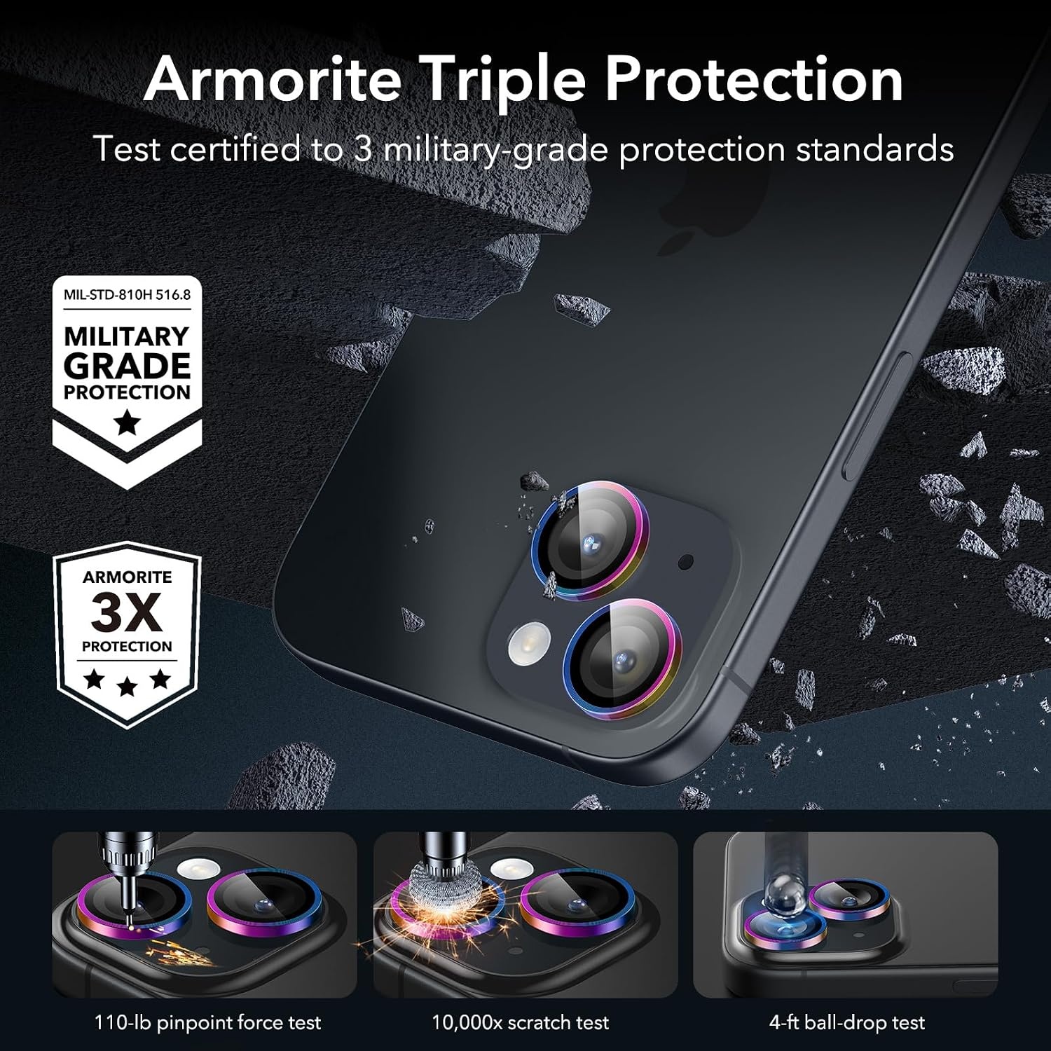 image:imageESR for iPhone 18 Pro Max18 Pro Camera Lens Protector 1 Pack BlackChromatic