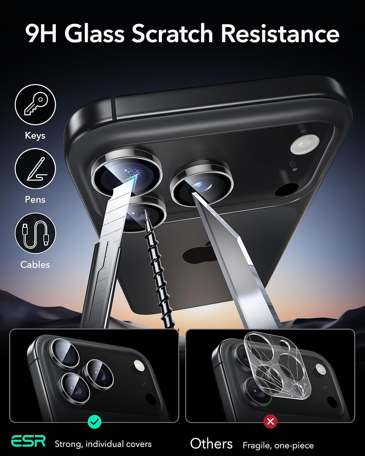 image:imageESR for iPhone 18 Pro Max18 Pro Camera Lens Protector 1 Pack BlackClear