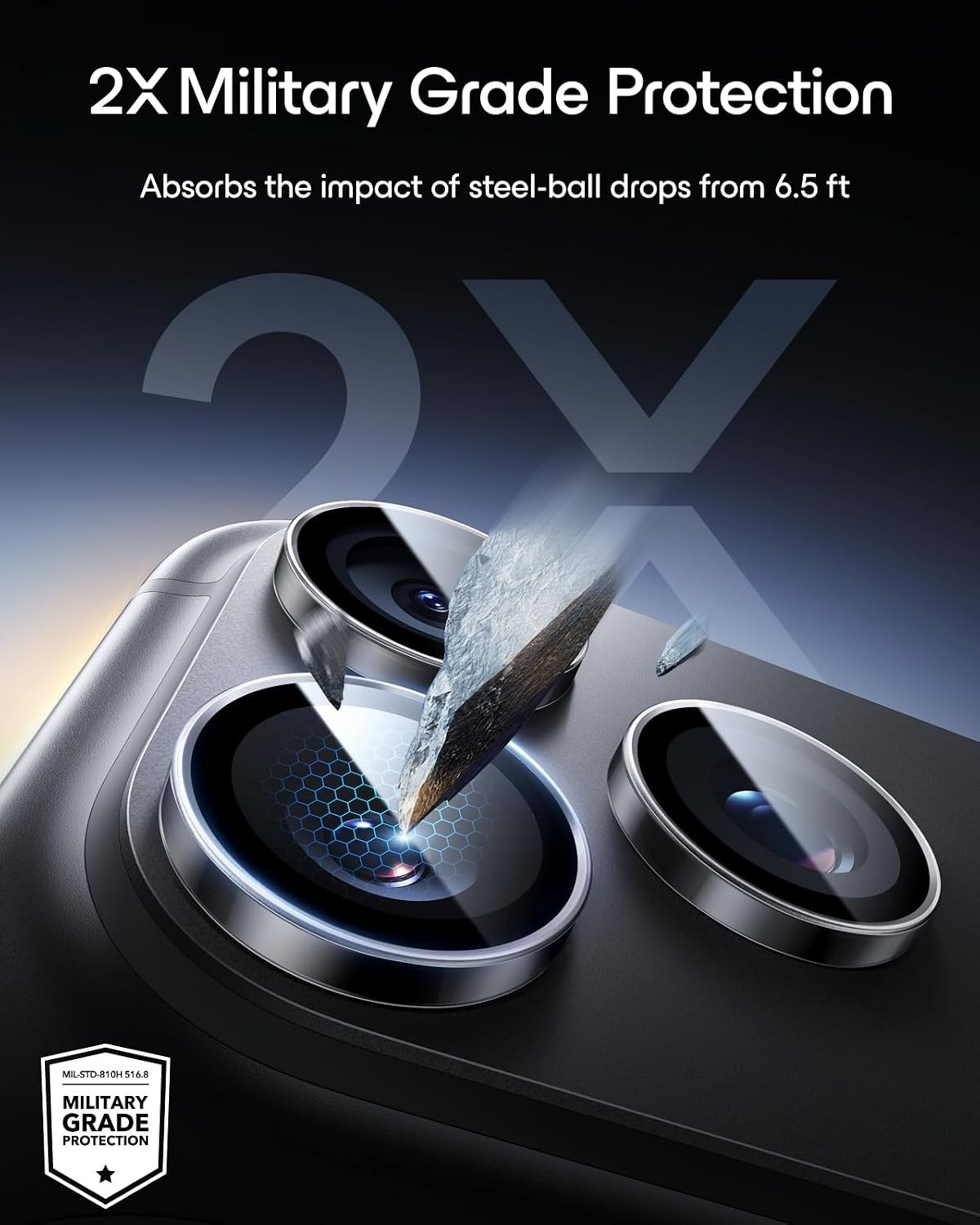 image:imageESR for iPhone 18 Pro Max18 Pro Camera Lens Protector 1 Pack BlackClear