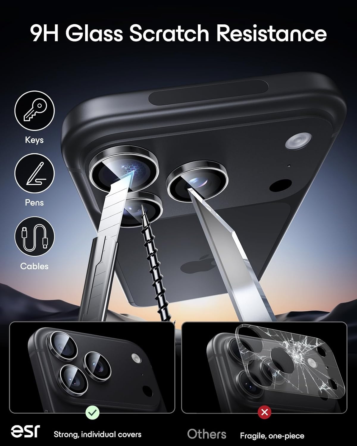 image:imageESR for iPhone 18 Pro Max18 Pro Camera Lens Protector 1 Pack BlackClear