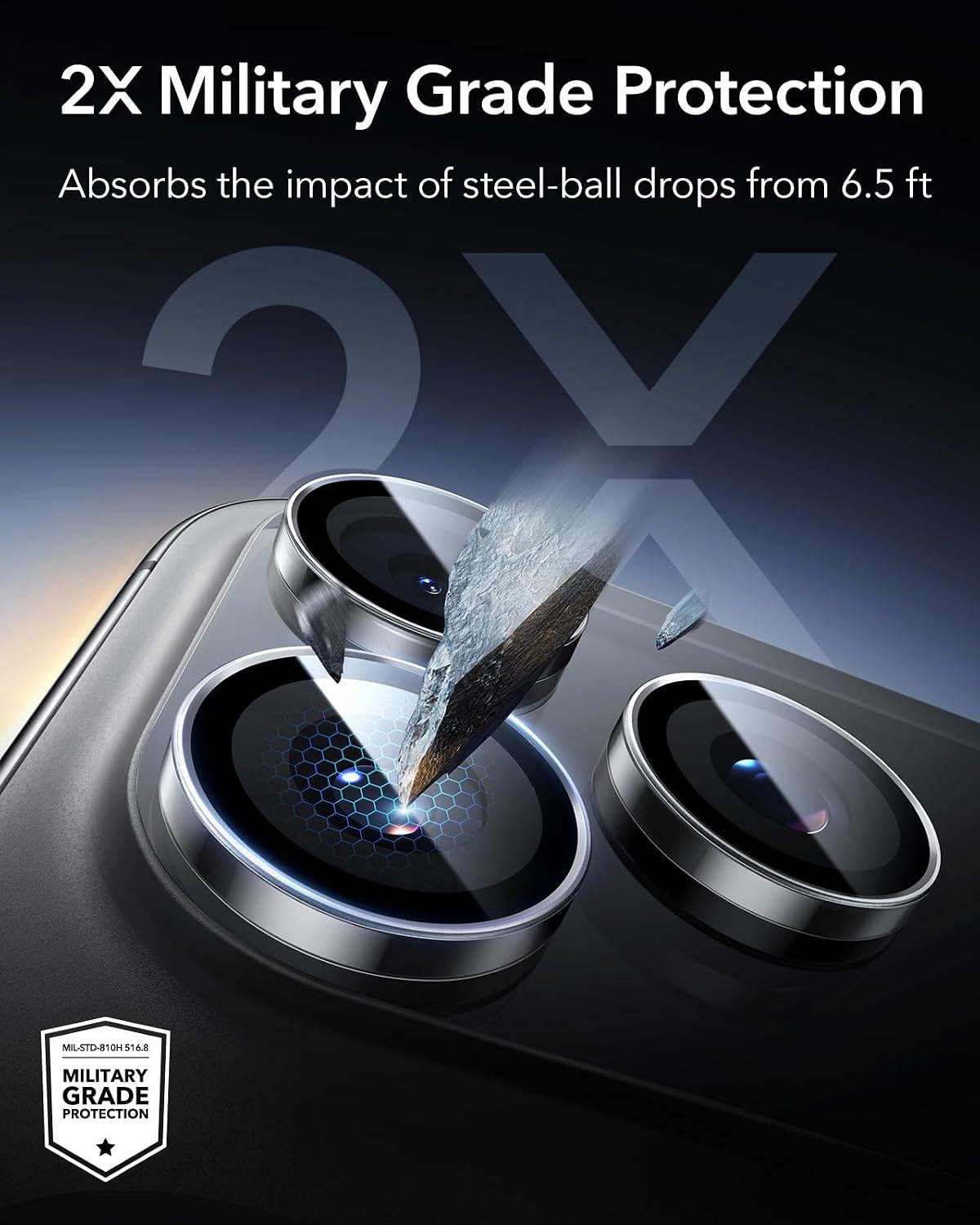 image:imageESR for iPhone 18 Pro Max18 Pro Camera Lens Protector 1 Pack BlackClear