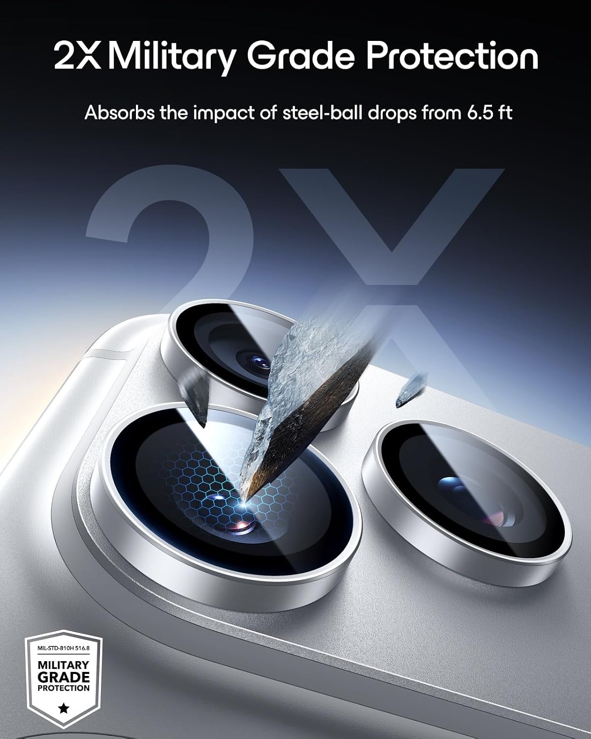 image:imageESR for iPhone 18 Pro Max18 Pro Camera Lens Protector 1 Pack BlackSilver