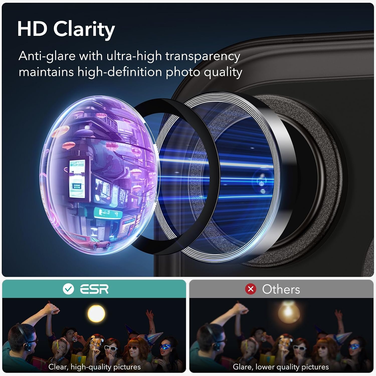 image:imageESR for iPhone 18 Pro Max18 Pro Camera Lens Protector 2 Pack BlackBlack