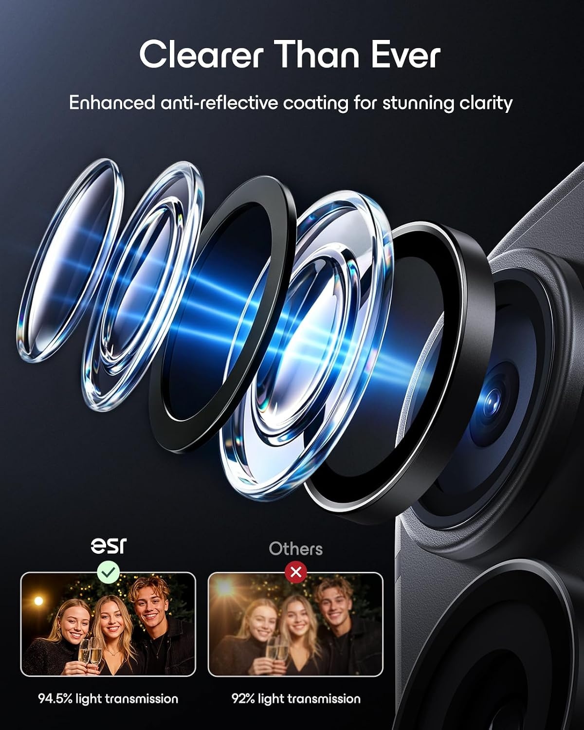 image:imageESR for iPhone 18 Pro Max18 Pro Camera Lens Protector 2 Pack BlackBlack