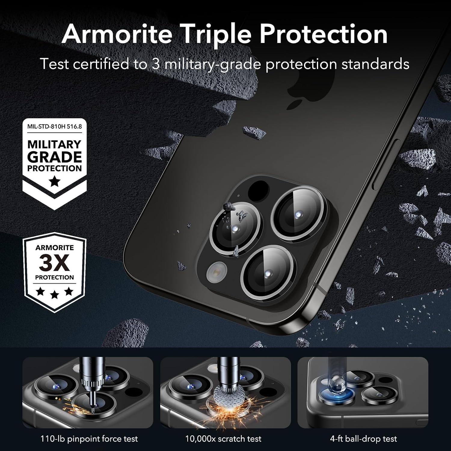 image:imageESR for iPhone 18 Pro Max18 Pro Camera Lens Protector 2 Pack BlackBlack
